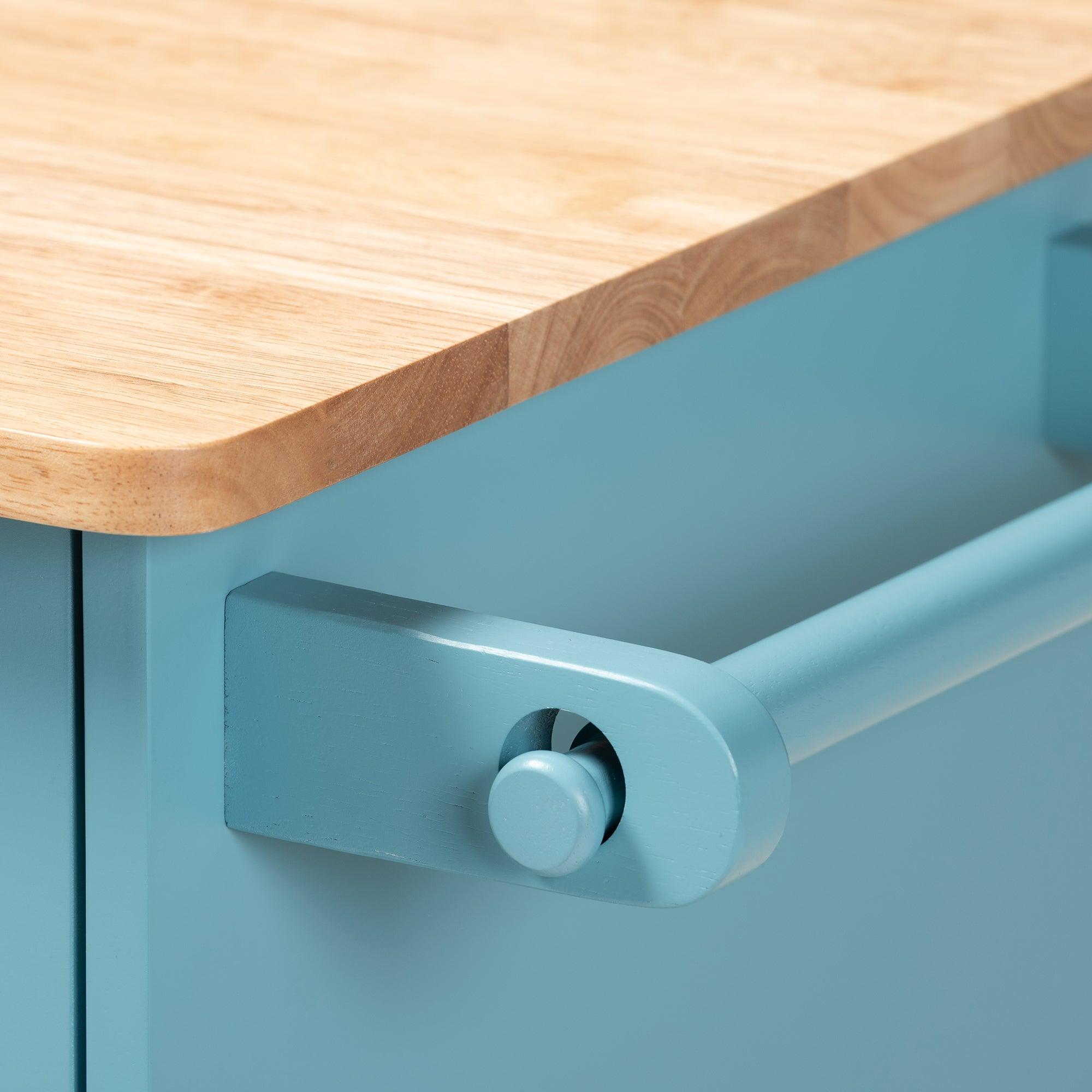 Liona Modern and Contemporary Sky Finished Wood Kitchen Storage Cart