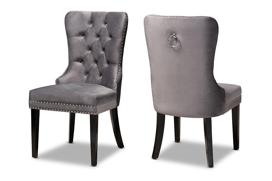 Remy Modern Transitional Velvet Fabric Upholstered Espresso Finished 2-Piece Wood Dining Chair Set Set
