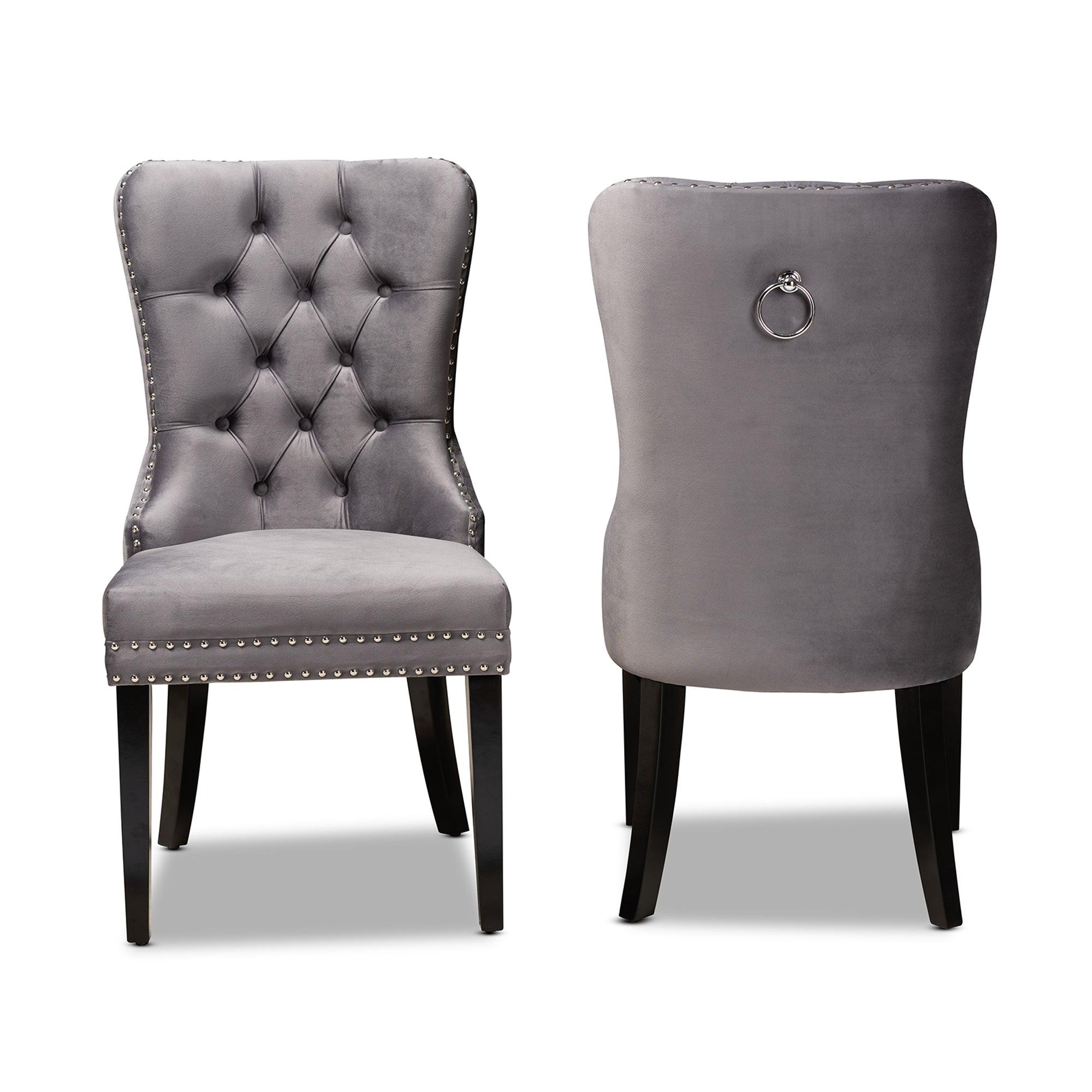 Remy Modern Transitional Velvet Fabric Upholstered Espresso Finished 2-Piece Wood Dining Chair Set Set