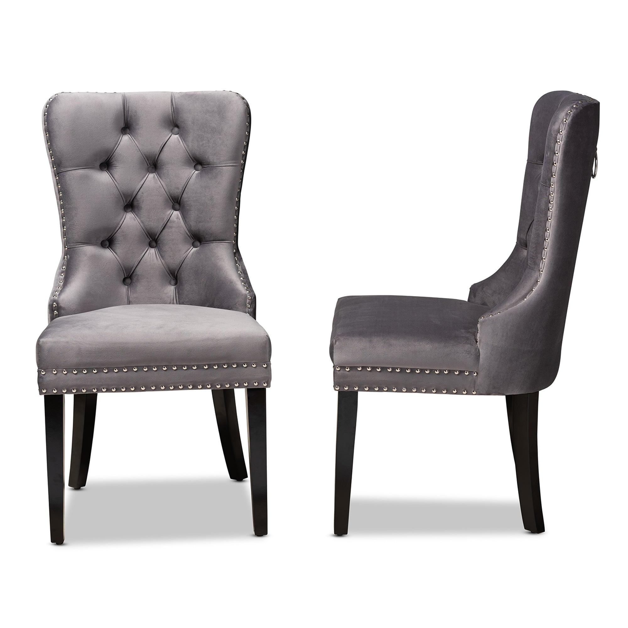 Remy Modern Transitional Velvet Fabric Upholstered Espresso Finished 2-Piece Wood Dining Chair Set Set