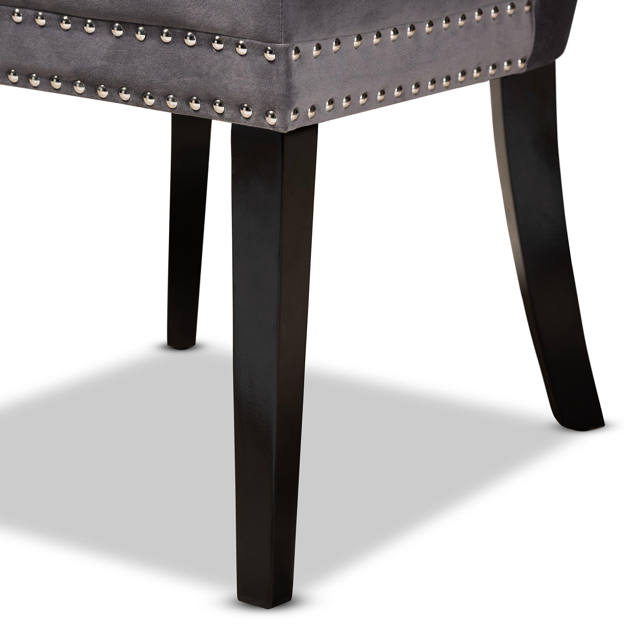 Remy Modern Transitional Velvet Fabric Upholstered Espresso Finished 2-Piece Wood Dining Chair Set Set
