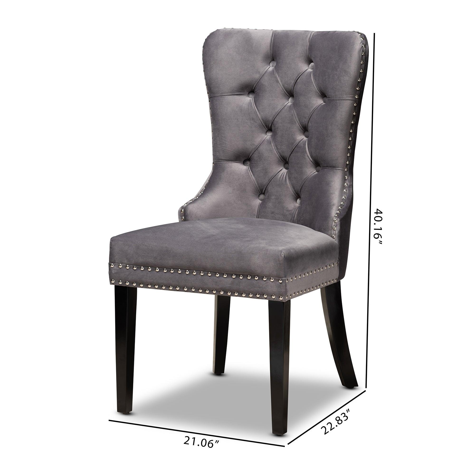 Remy Modern Transitional Velvet Fabric Upholstered Espresso Finished 2-Piece Wood Dining Chair Set Set