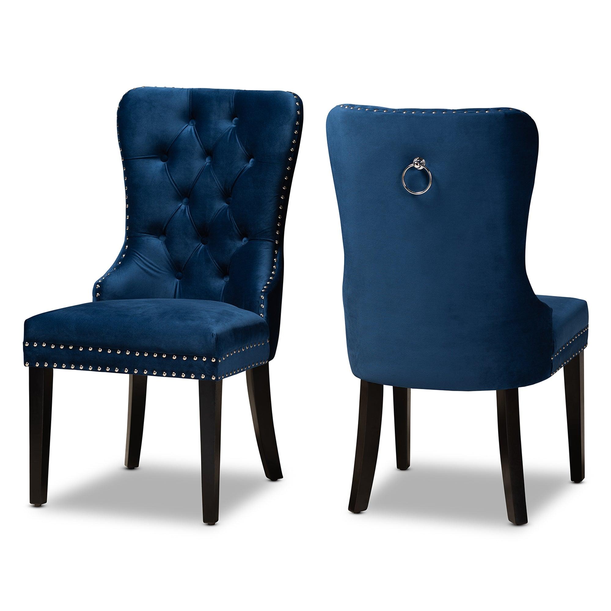 Remy Modern Transitional Velvet Fabric Upholstered Espresso Finished 2-Piece Wood Dining Chair Set Set