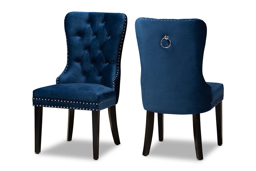 Remy Modern Transitional Velvet Fabric Upholstered Espresso Finished 2-Piece Wood Dining Chair Set Set