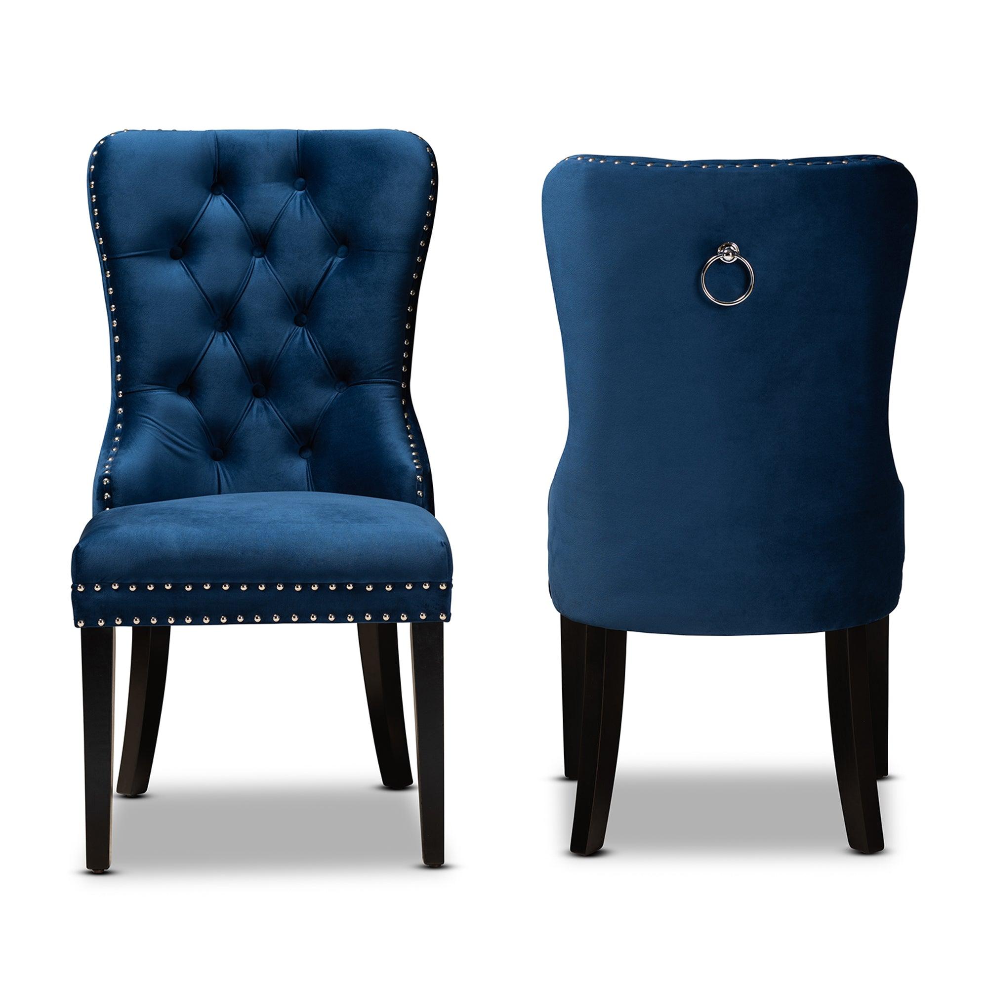 Remy Modern Transitional Velvet Fabric Upholstered Espresso Finished 2-Piece Wood Dining Chair Set Set