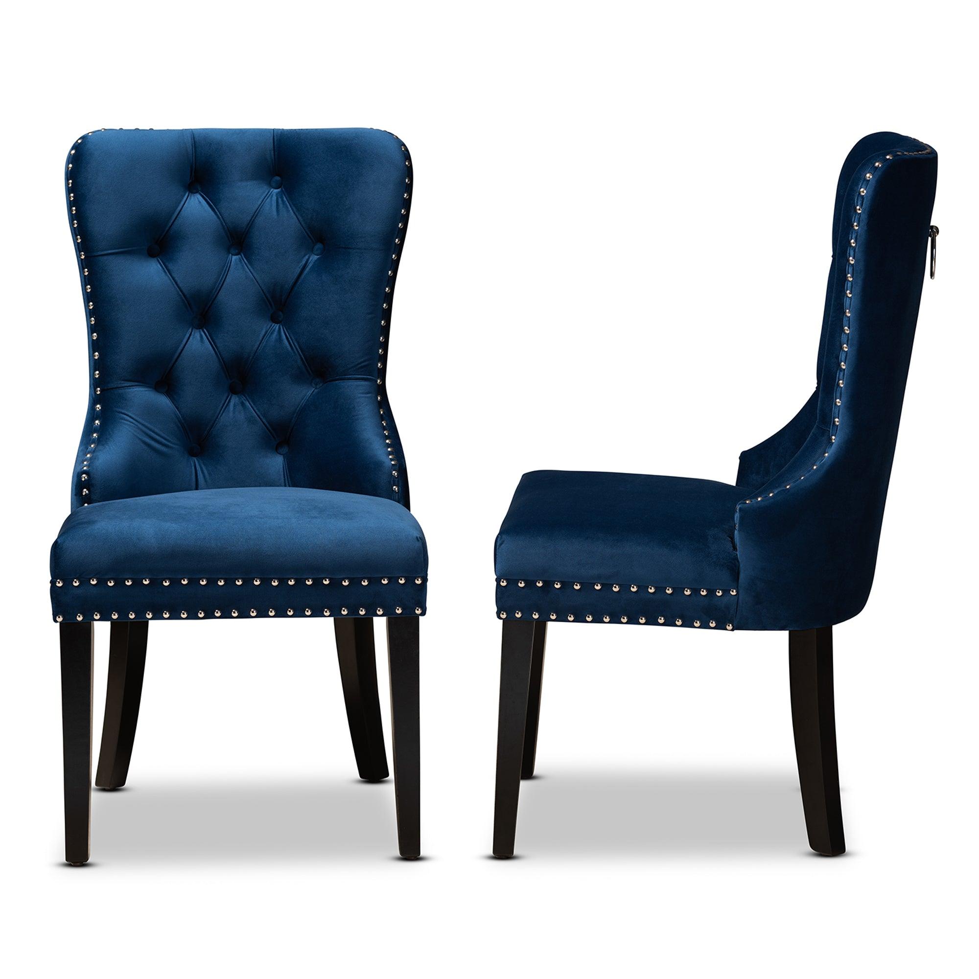 Remy Modern Transitional Velvet Fabric Upholstered Espresso Finished 2-Piece Wood Dining Chair Set Set