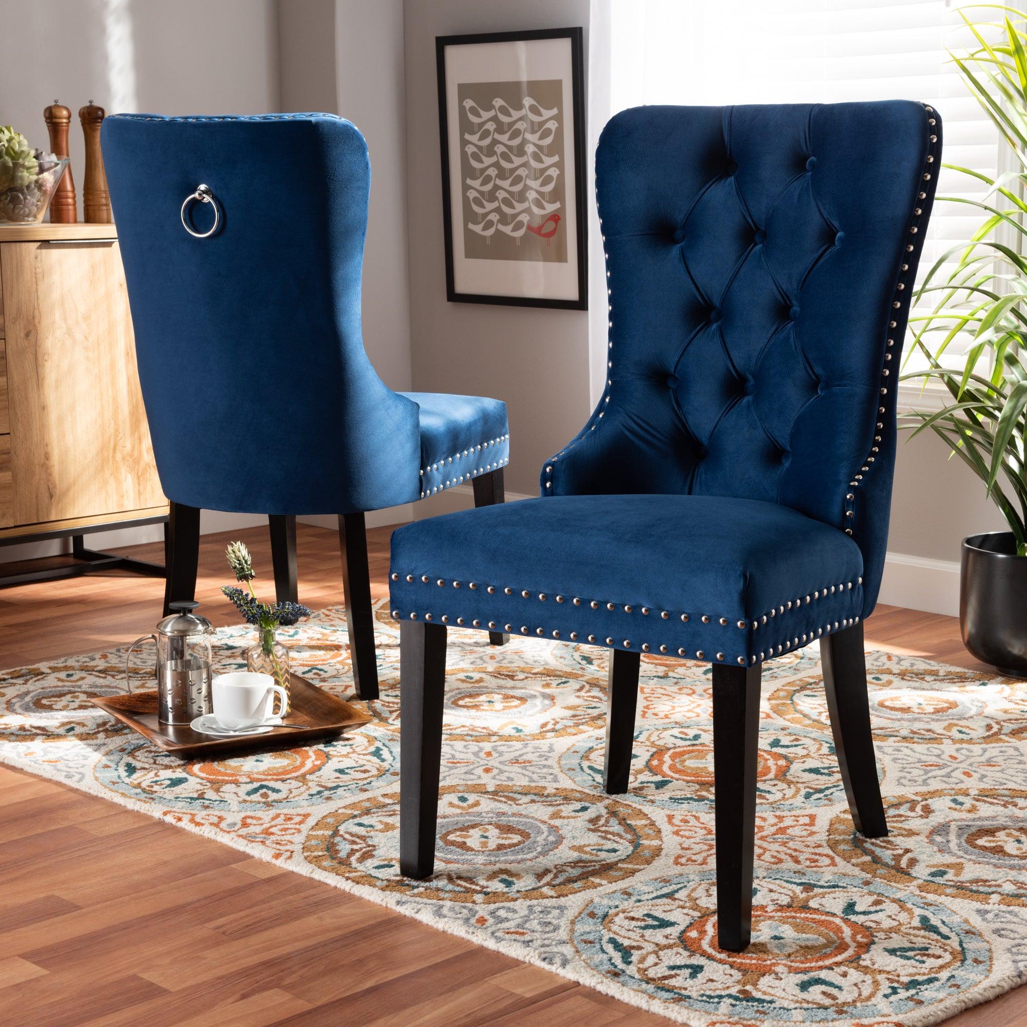 Remy Modern Transitional Velvet Fabric Upholstered Espresso Finished 2-Piece Wood Dining Chair Set Set