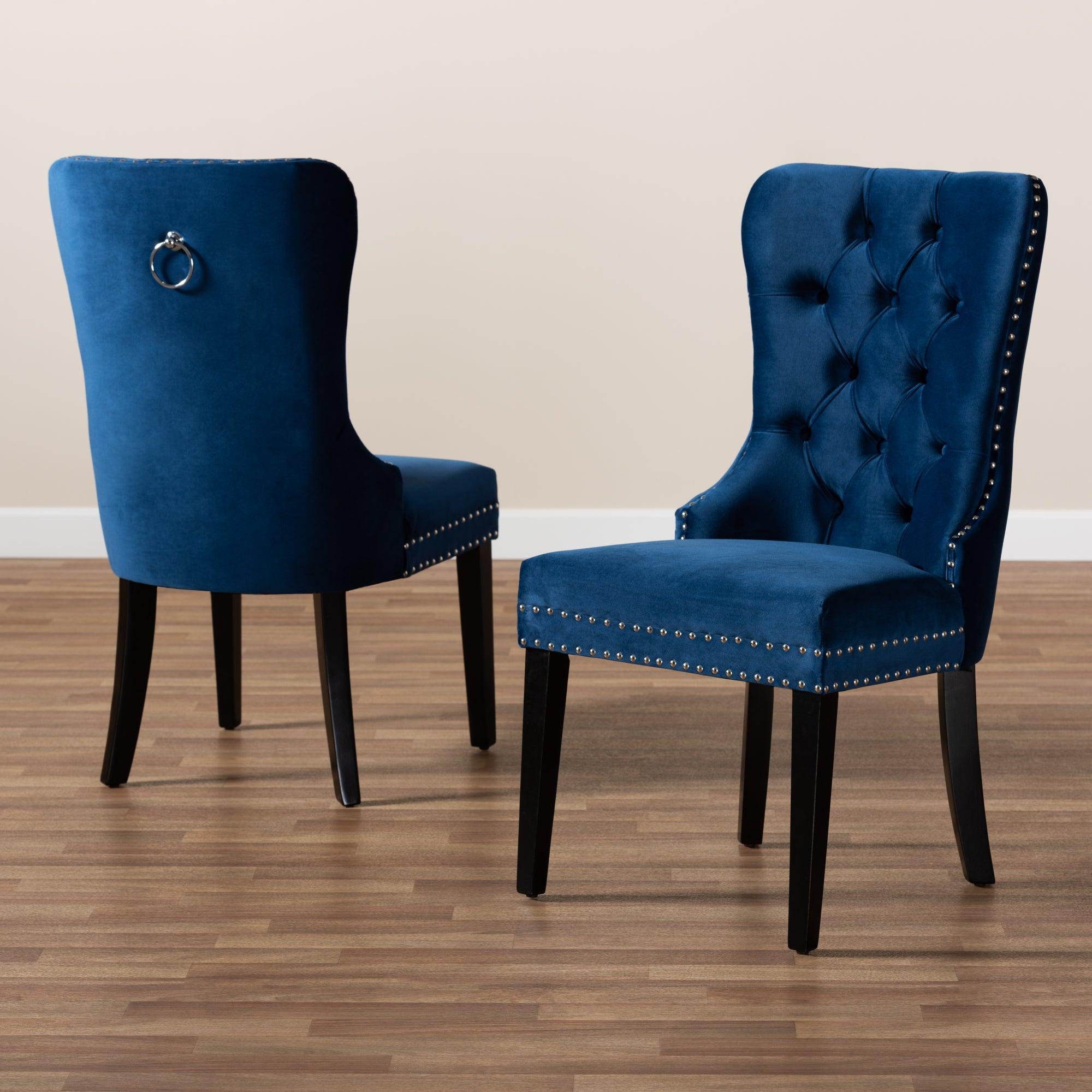 Remy Modern Transitional Velvet Fabric Upholstered Espresso Finished 2-Piece Wood Dining Chair Set Set