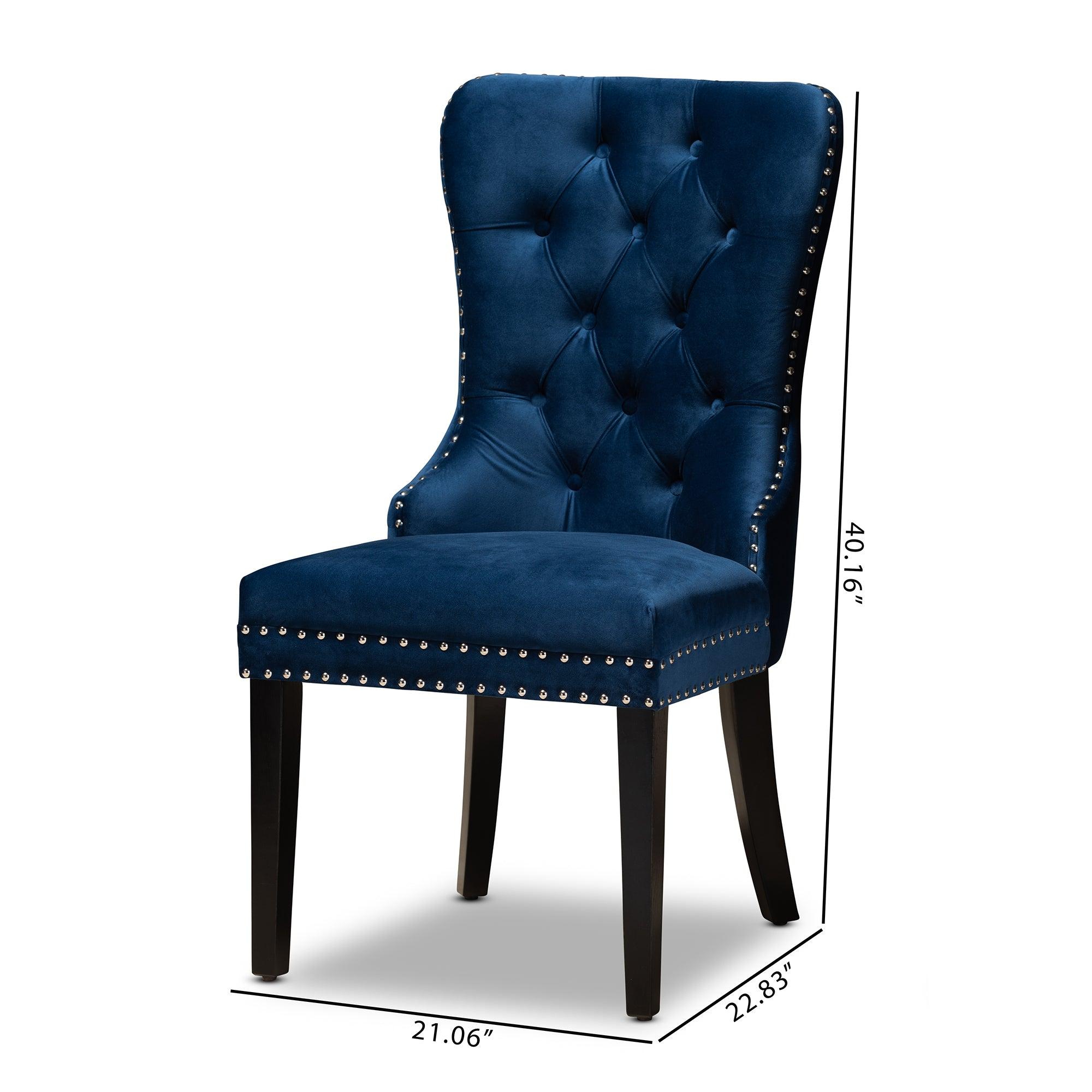 Remy Modern Transitional Velvet Fabric Upholstered Espresso Finished 2-Piece Wood Dining Chair Set Set