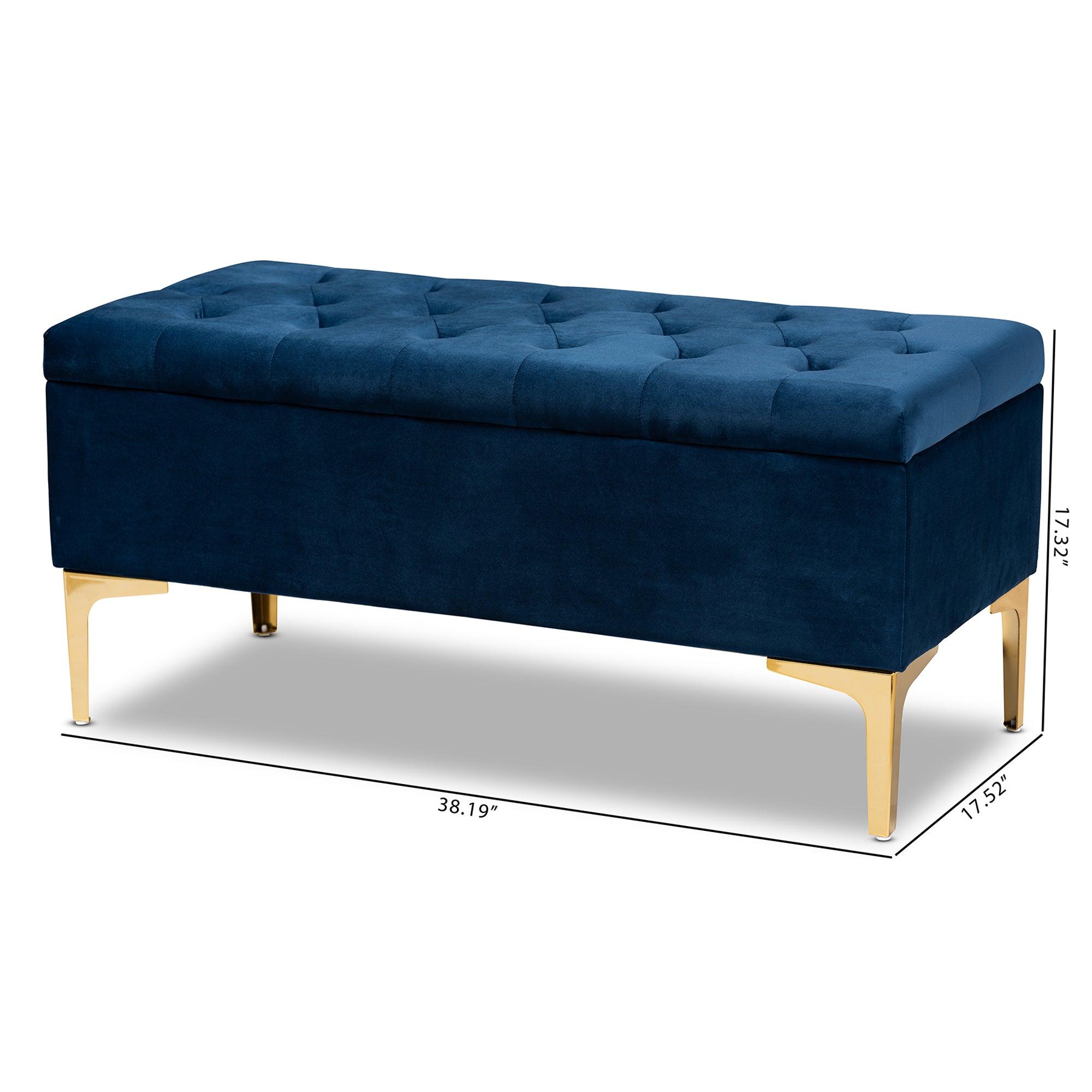 Valere Glam and Luxe Velvet Fabric Upholstered Finished Button Tufted Storage Ottoman