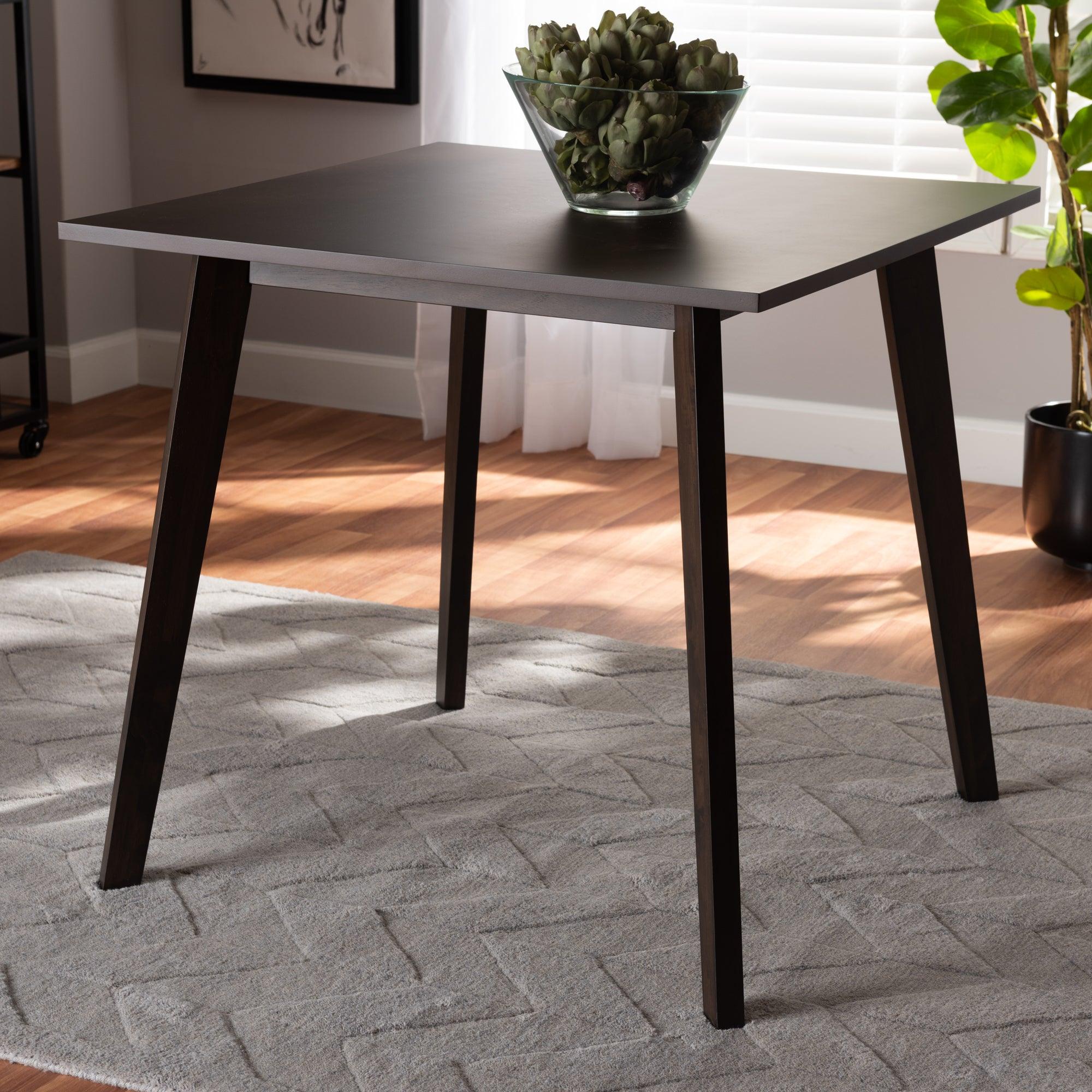 Britte Mid-Century Modern Dark Finished Square Wood Dining Table