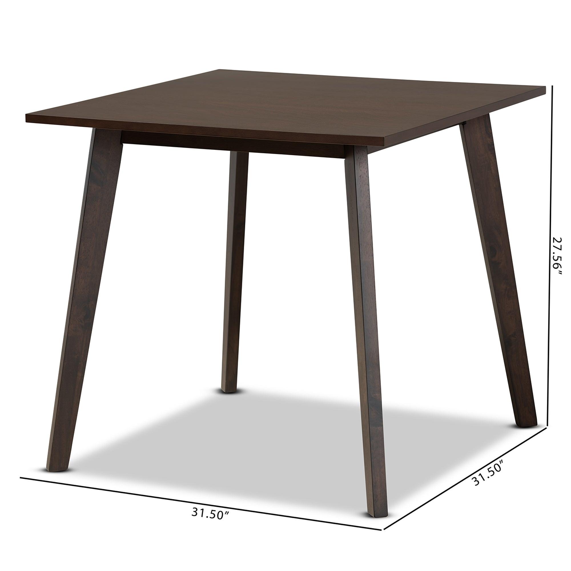 Britte Mid-Century Modern Dark Finished Square Wood Dining Table