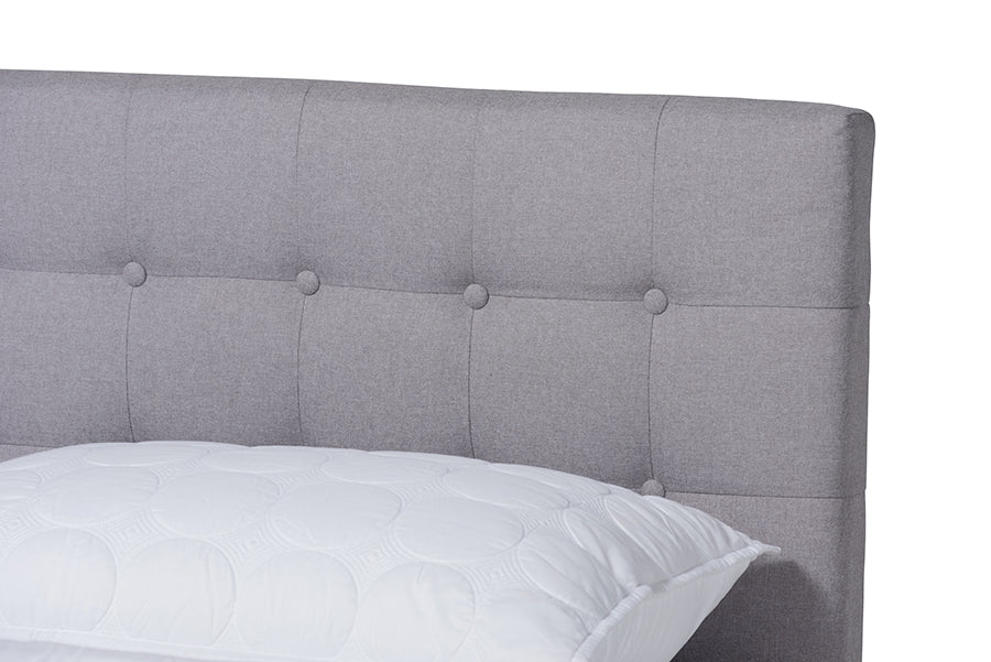 Devan Mid-Century Modern Fabric Upholstered Finished Wood Platform Bed