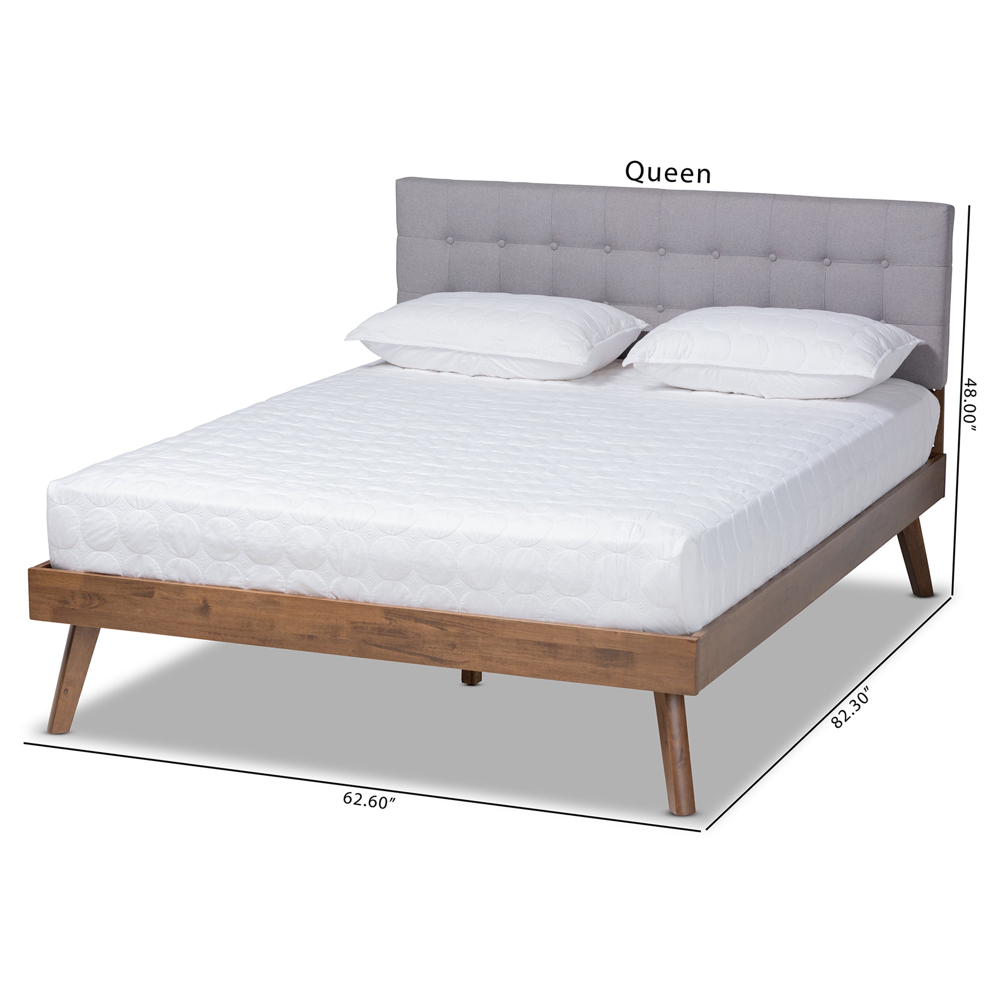 Devan Mid-Century Modern Fabric Upholstered Finished Wood Platform Bed