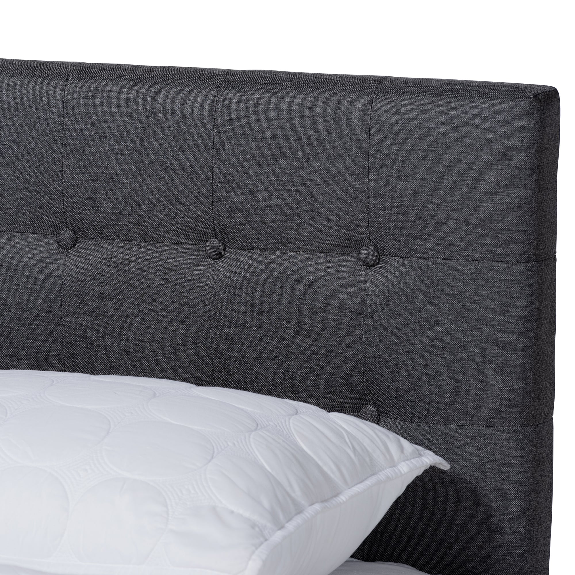Devan Mid-Century Modern Fabric Upholstered Finished Wood Platform Bed