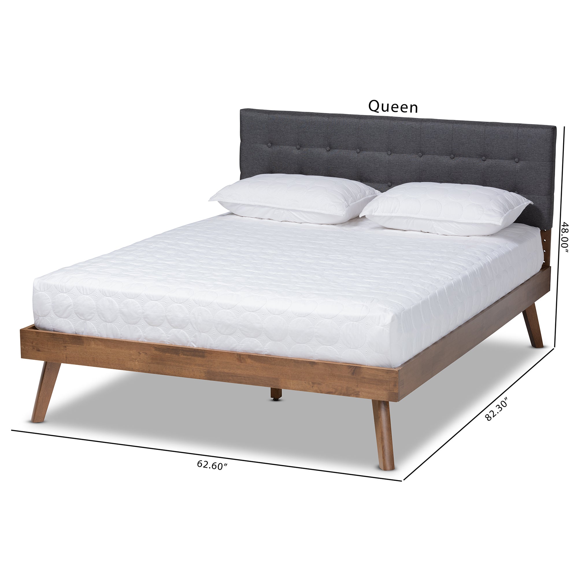 Devan Mid-Century Modern Fabric Upholstered Finished Wood Platform Bed