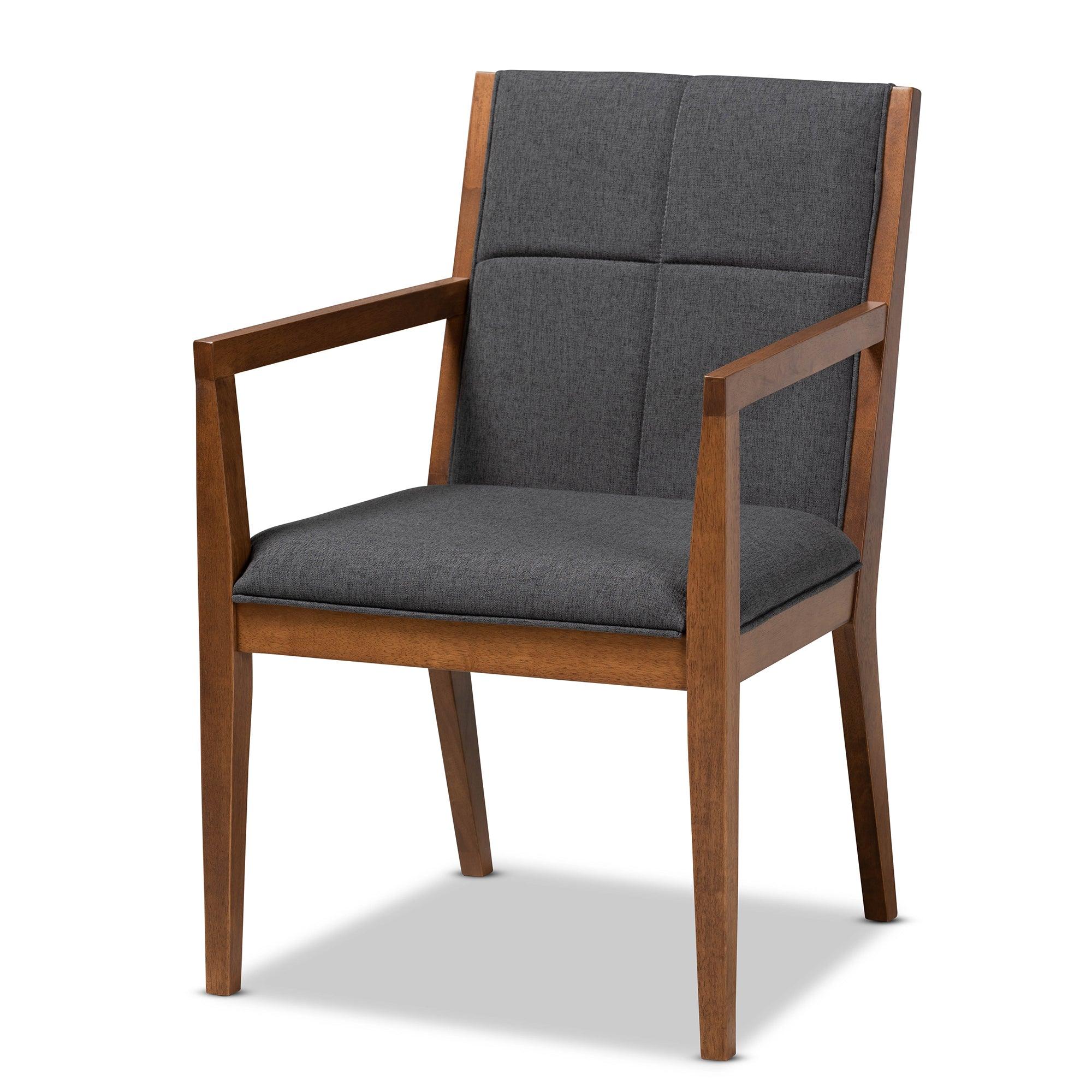 Theresa Mid-Century Modern Dark Fabric Upholstered and Finished Wood 5-Piece Dining Set