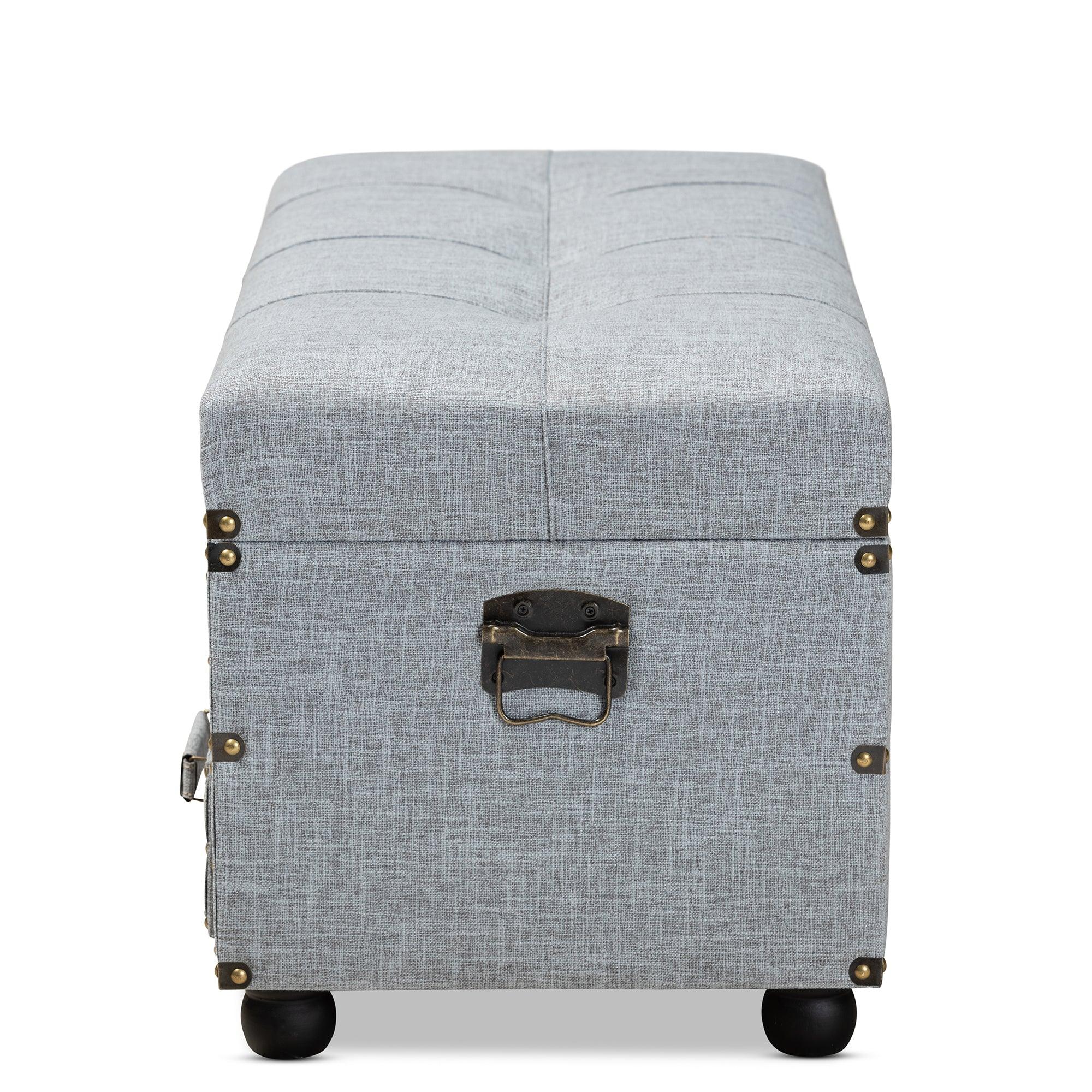 Flynn Modern Transitional Fabric Upholstered 2-Drawer Storage Trunk Ottoman