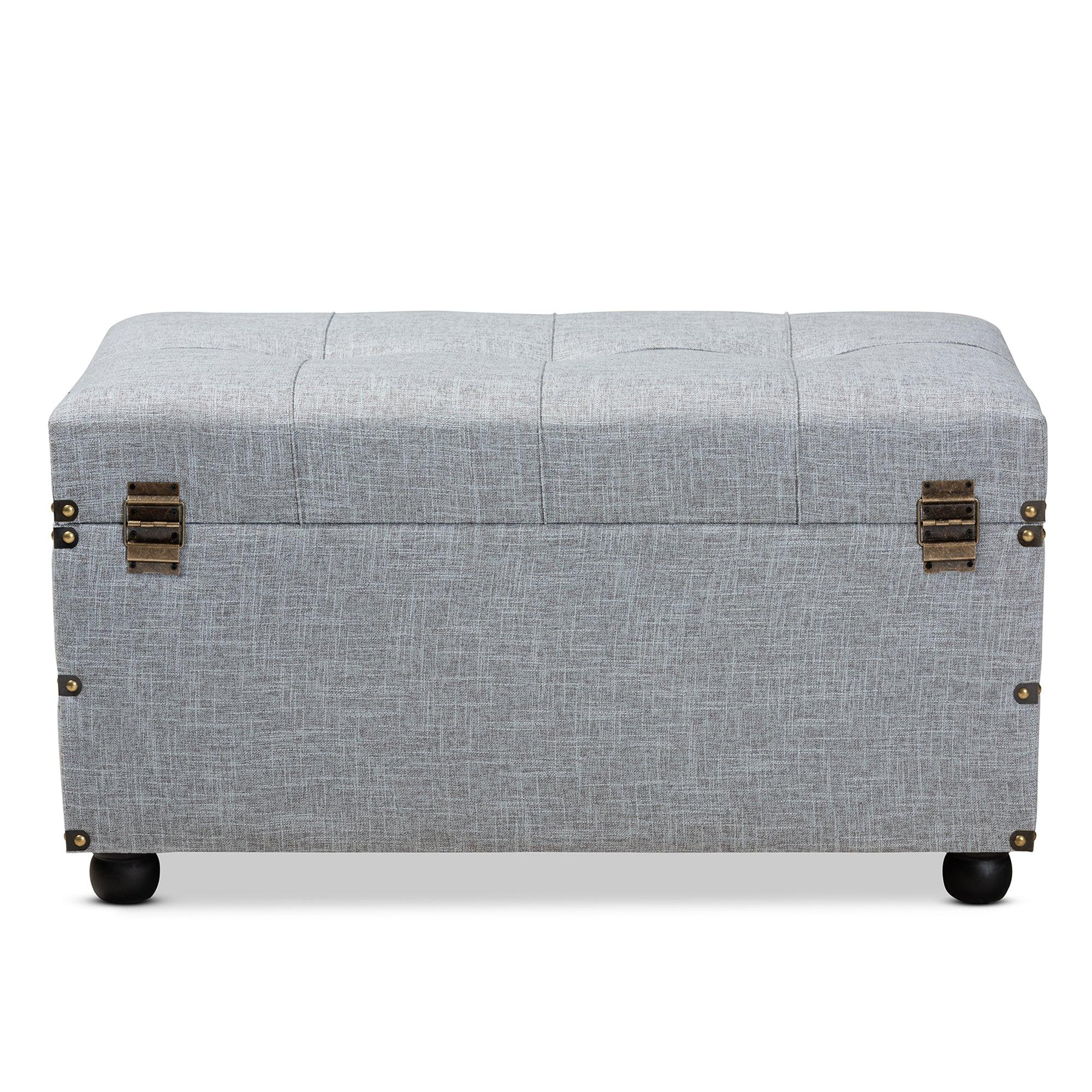 Flynn Modern Transitional Fabric Upholstered 2-Drawer Storage Trunk Ottoman
