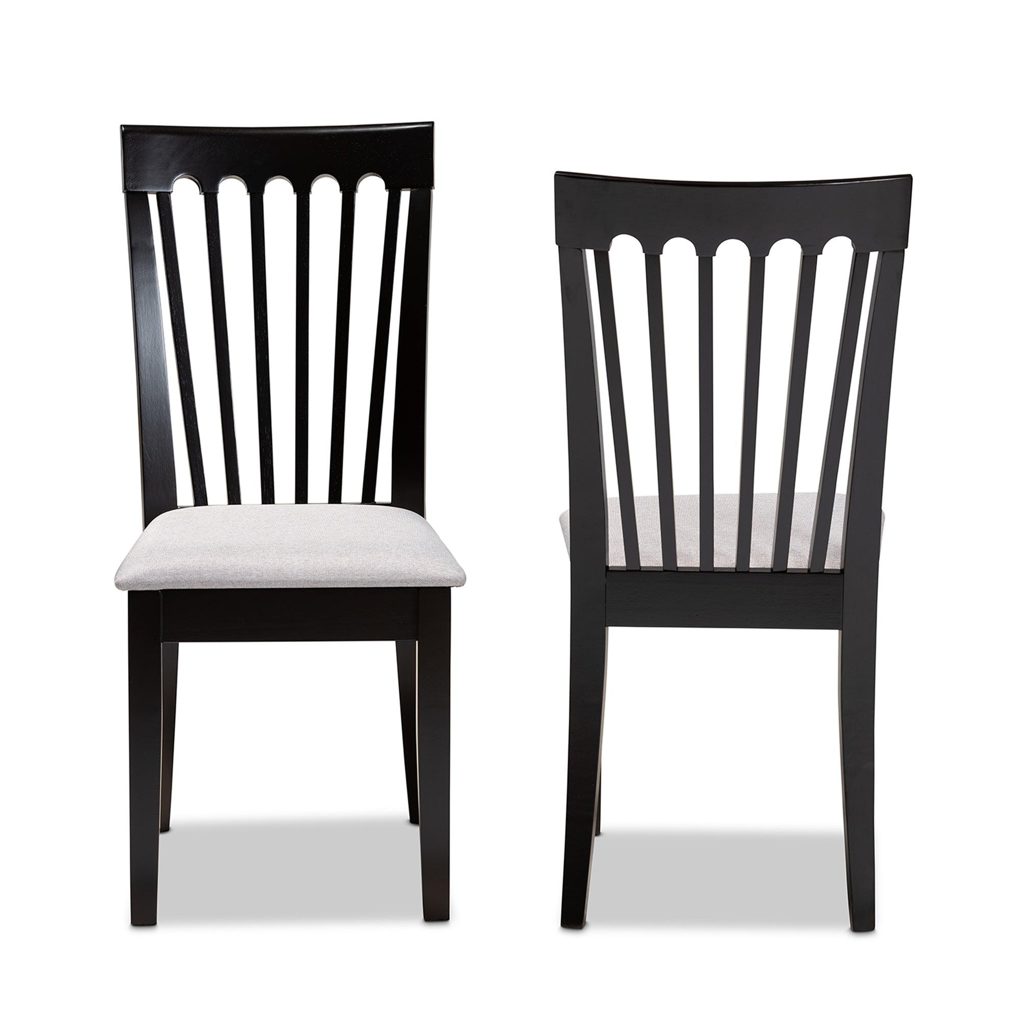Minette Modern and Contemporary Fabric Upholstered and Espresso Finished Wood 2-Piece Dining Chair Set