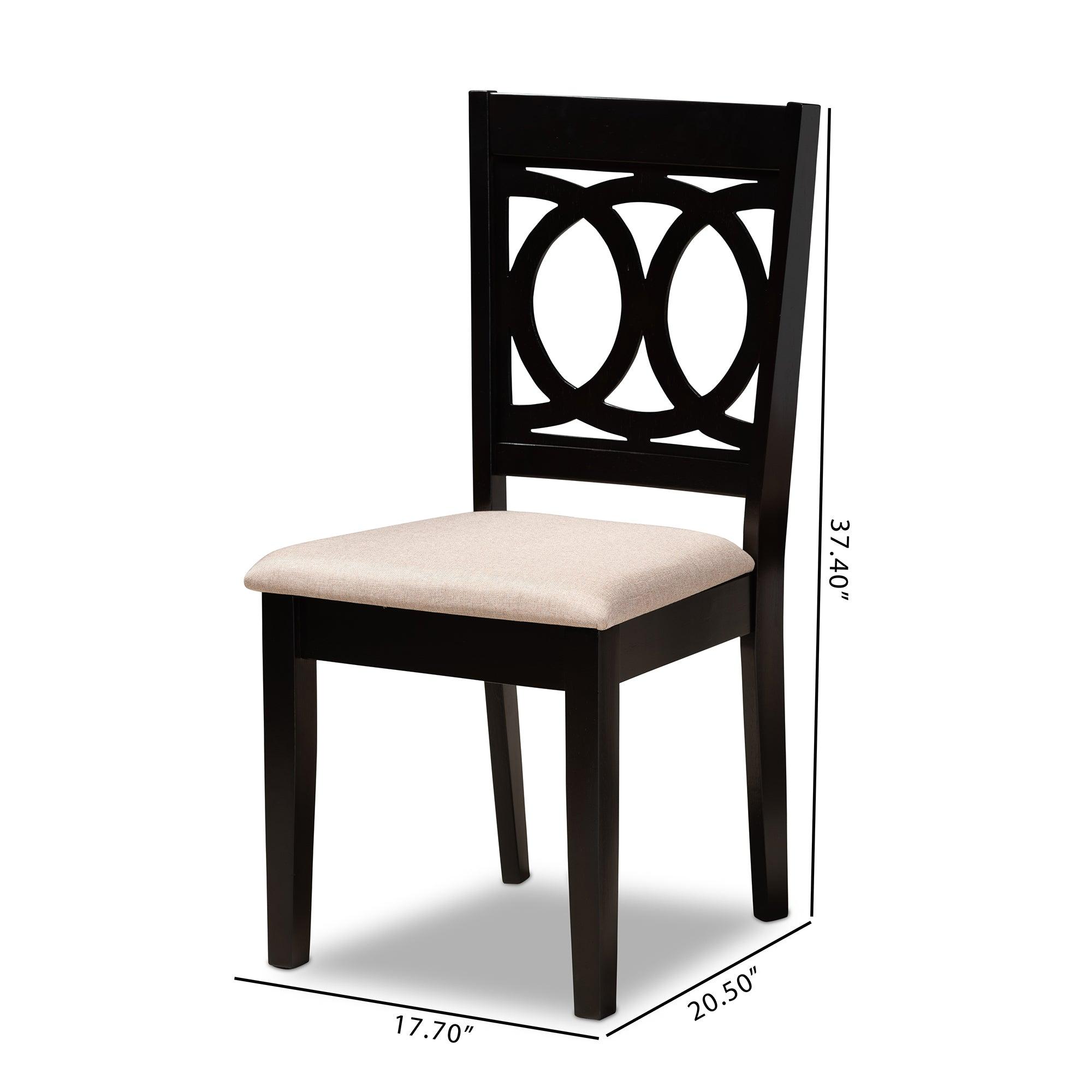 Lenoir Modern and Contemporary Sand Fabric Upholstered Espresso Finished Wood 2-Piece Dining Chair Set Set