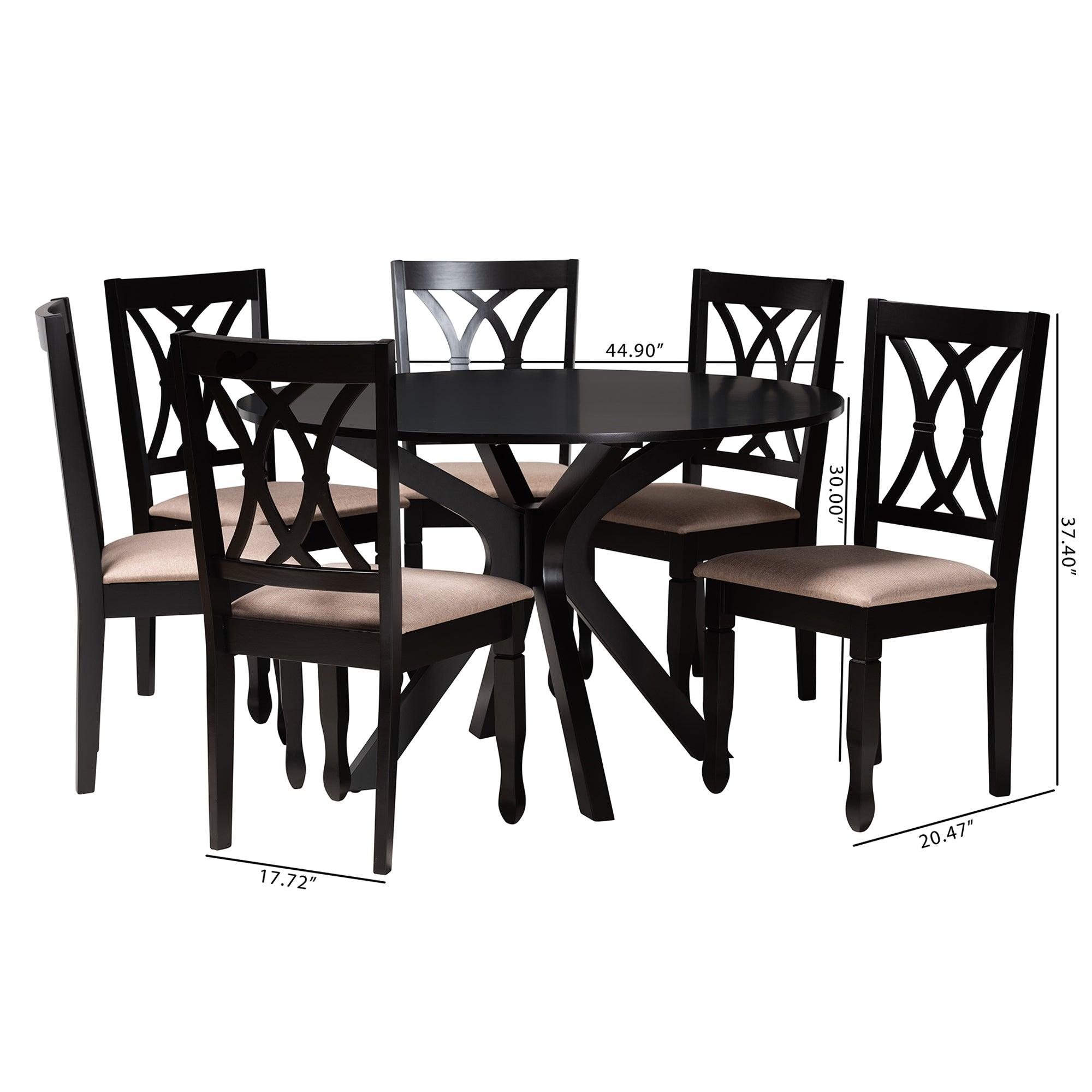 Maya Modern Fabric and Espresso Finished Wood 7-Piece Dining Set