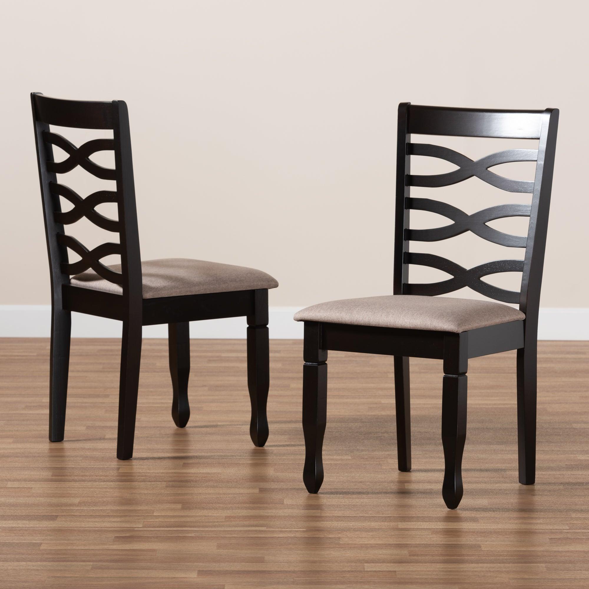 Lanier Modern and Contemporary Sand Fabric Upholstered Finished 2-Piece Wood Dining Chair Set