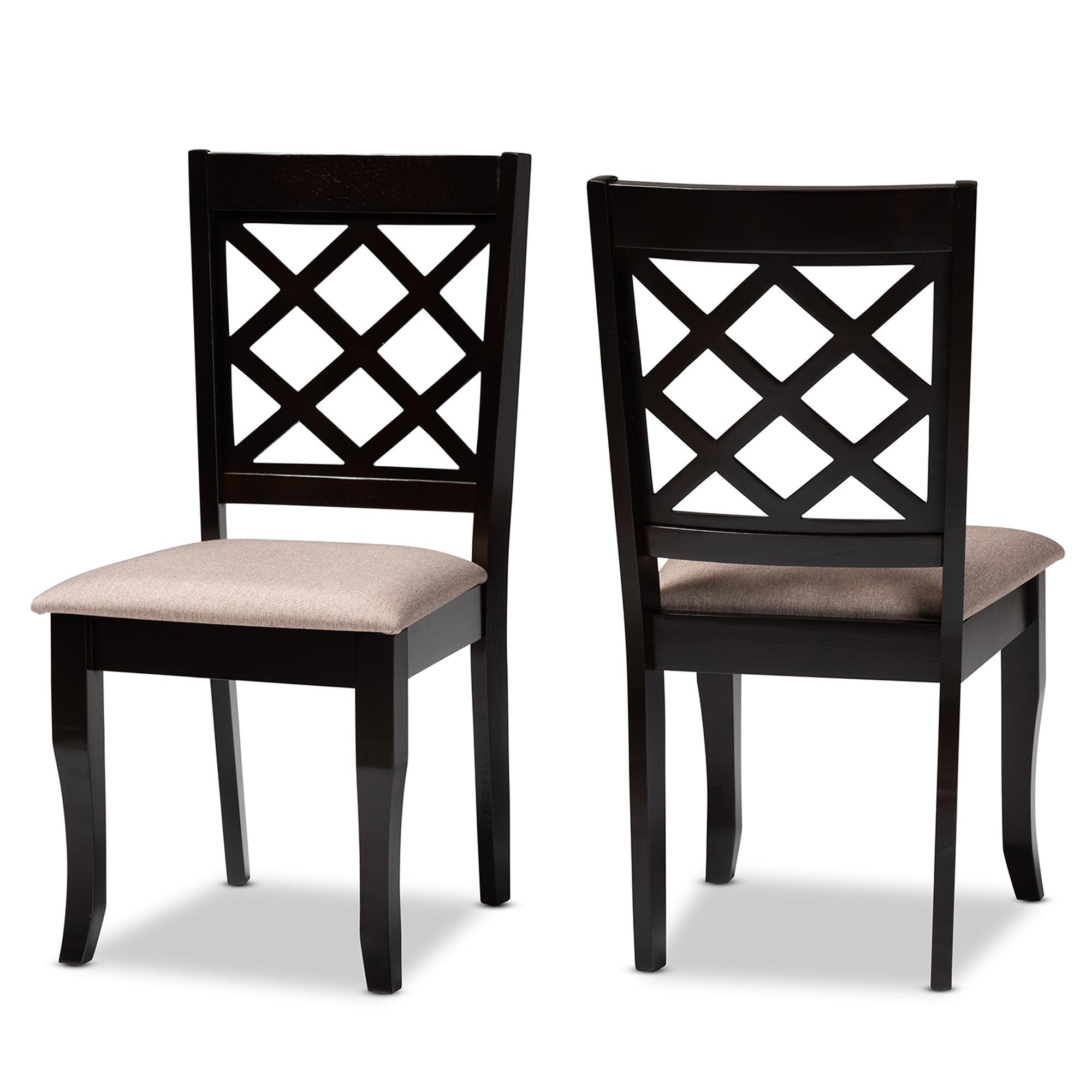 Verner Modern and Contemporary Sand Fabric Upholstered Finished 2-Piece Wood Dining Chair Set