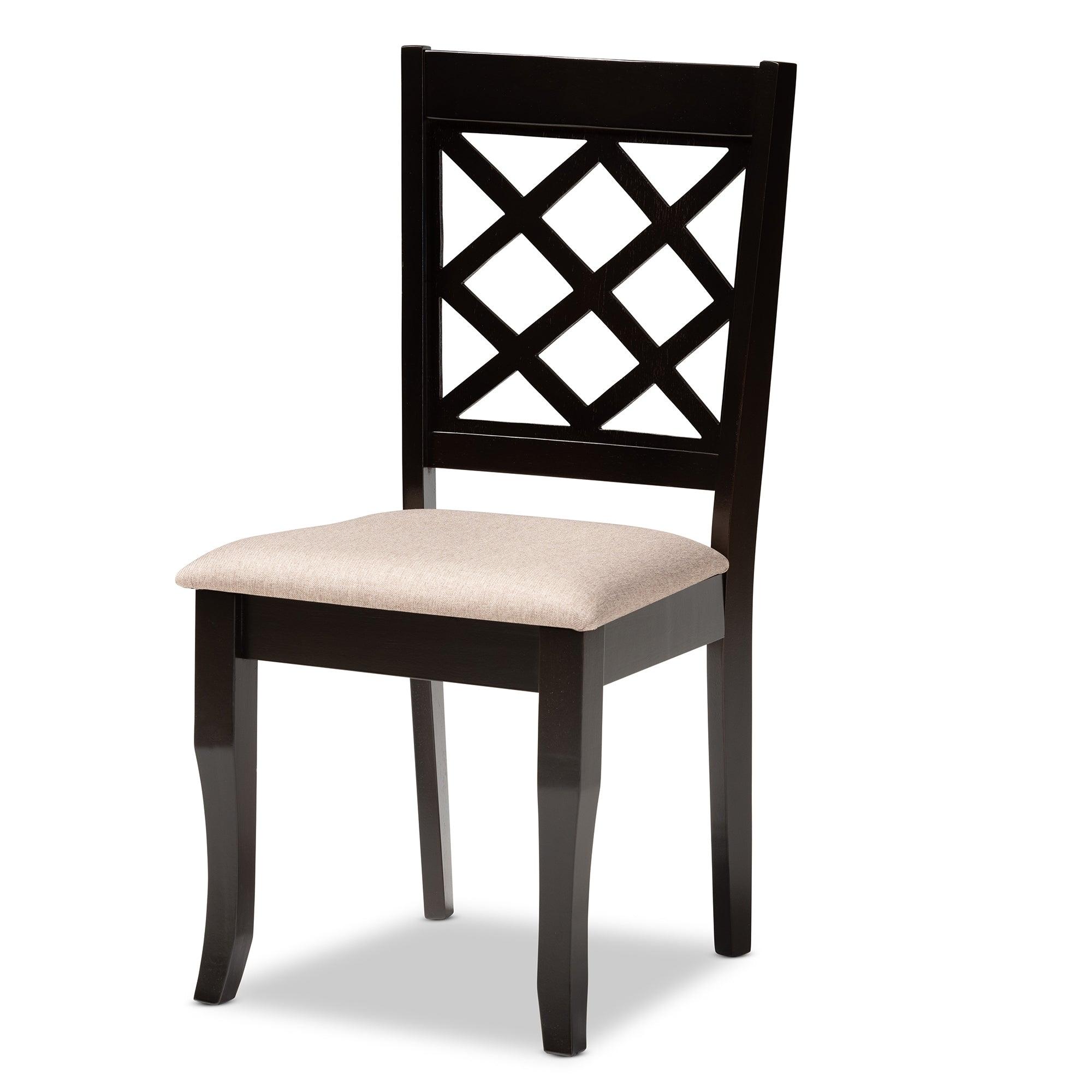 Verner Modern and Contemporary Sand Fabric Upholstered Finished 7-Piece Wood Dining Set
