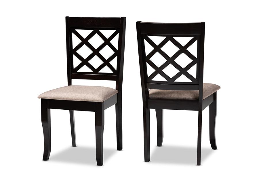 Verner Modern and Contemporary Sand Fabric Upholstered Finished 2-Piece Wood Dining Chair Set