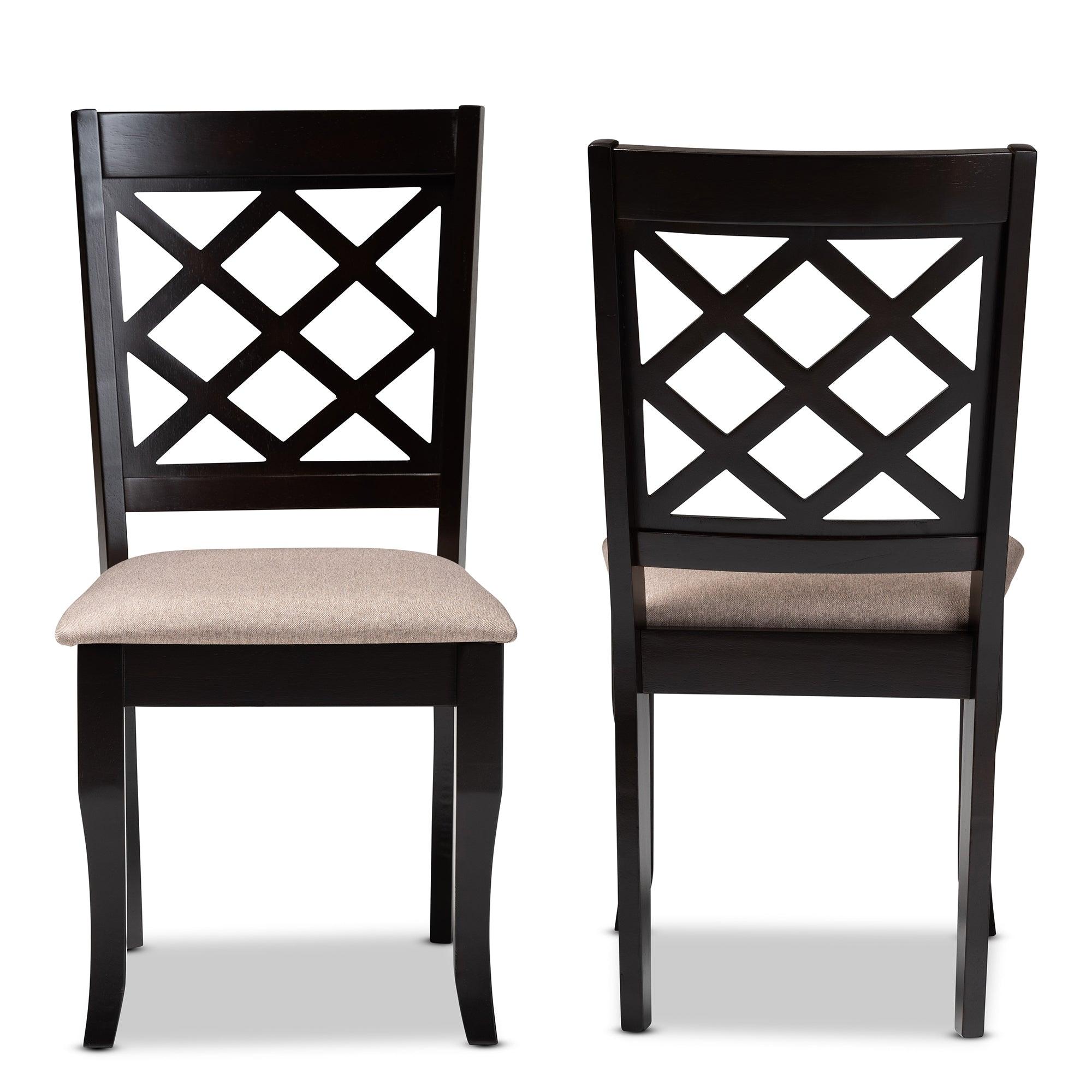 Verner Modern and Contemporary Sand Fabric Upholstered Finished 2-Piece Wood Dining Chair Set