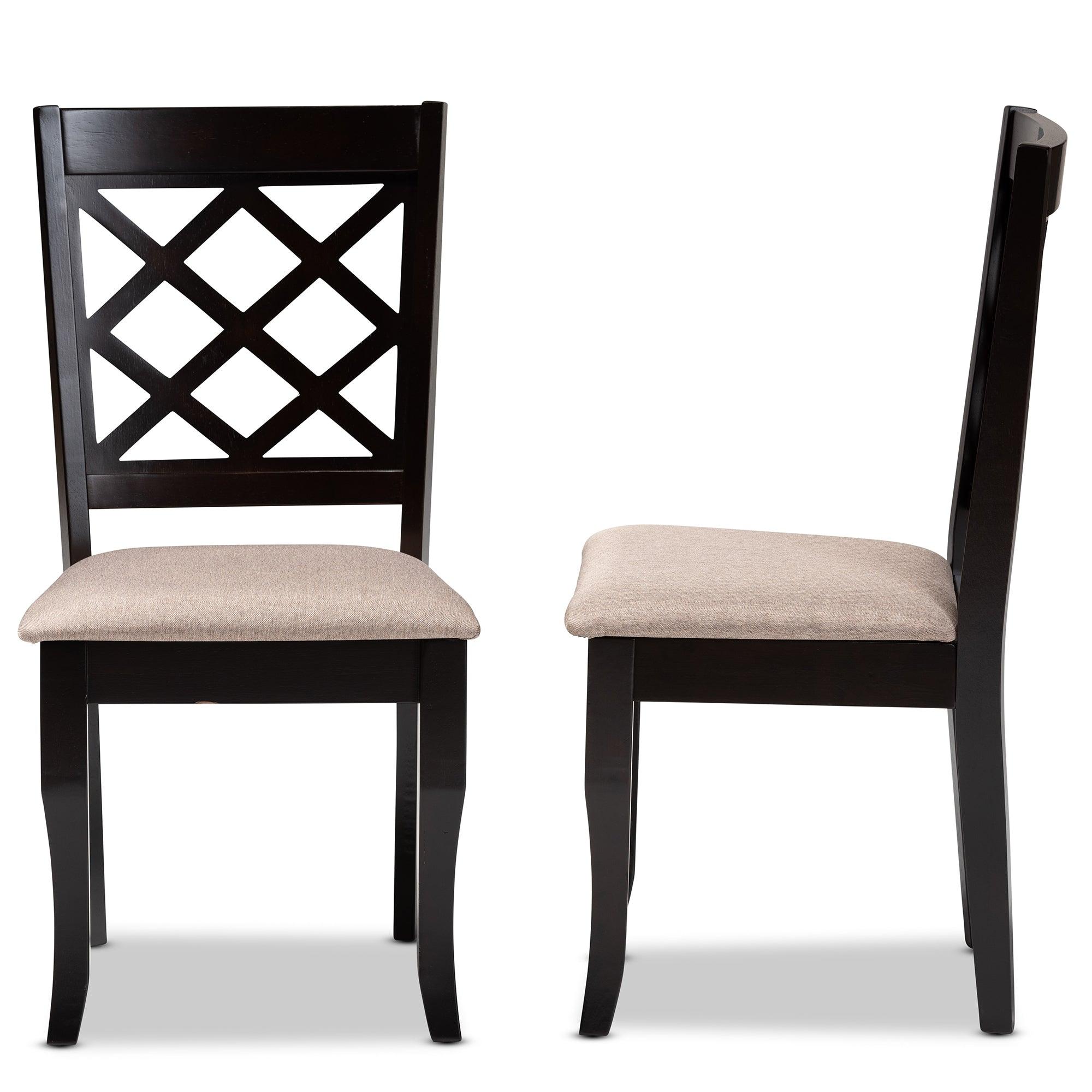 Verner Modern and Contemporary Sand Fabric Upholstered Finished 2-Piece Wood Dining Chair Set