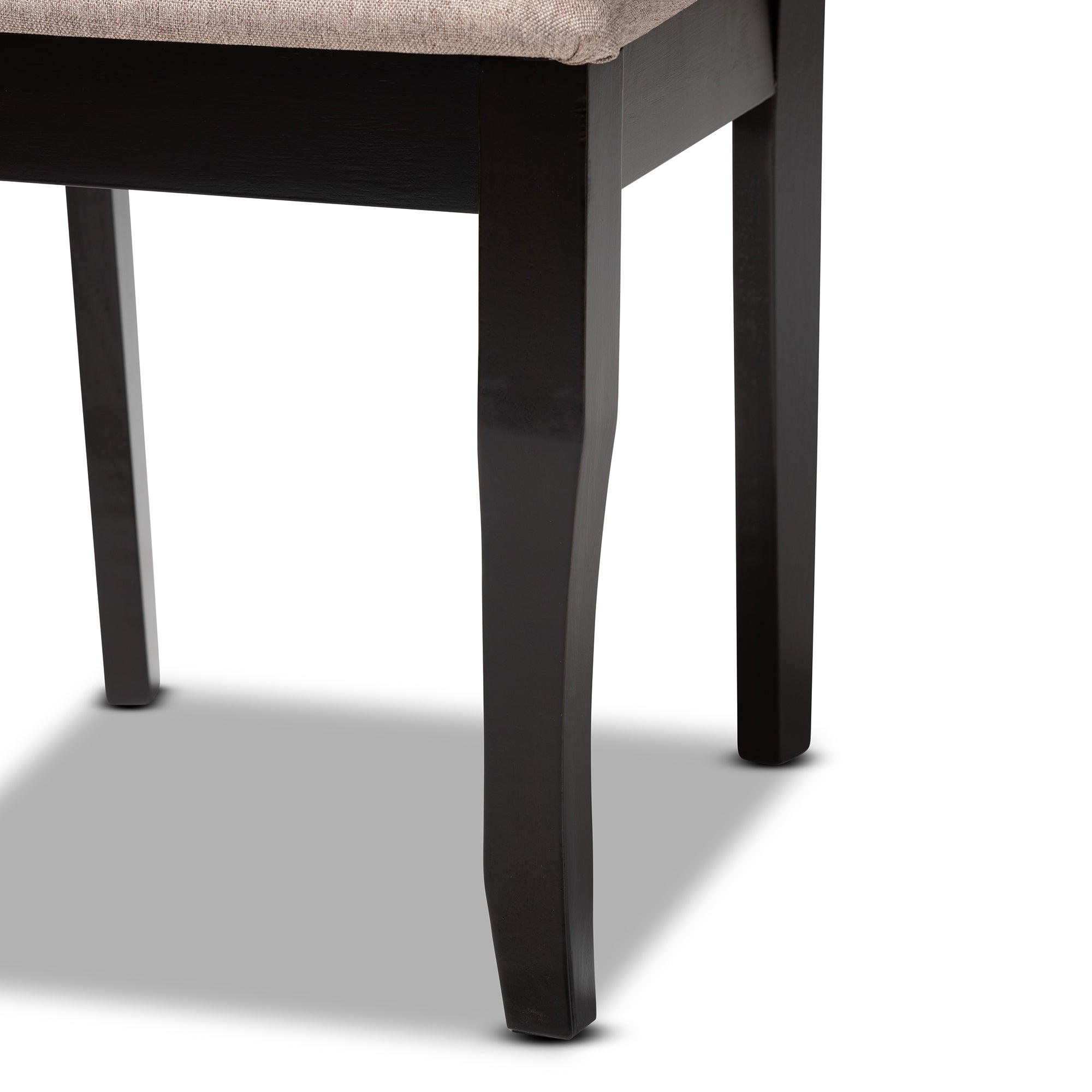 Verner Modern and Contemporary Sand Fabric Upholstered Finished 2-Piece Wood Dining Chair Set