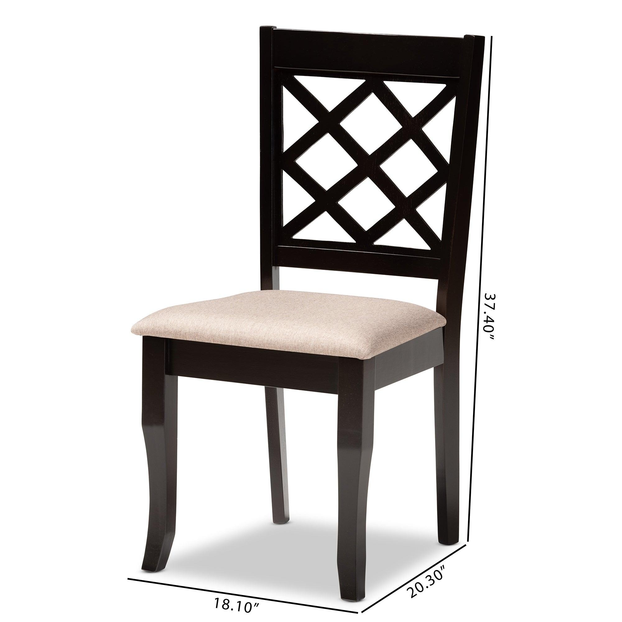 Verner Modern and Contemporary Sand Fabric Upholstered Finished 2-Piece Wood Dining Chair Set