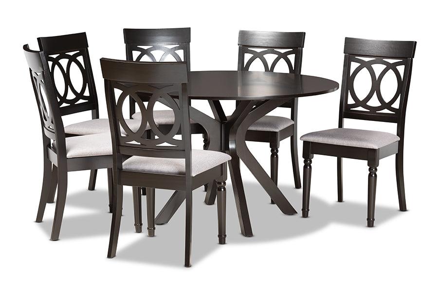 Jessie Modern and Contemporary Fabric Upholstered and Finished Wood 7-Piece Dining Set