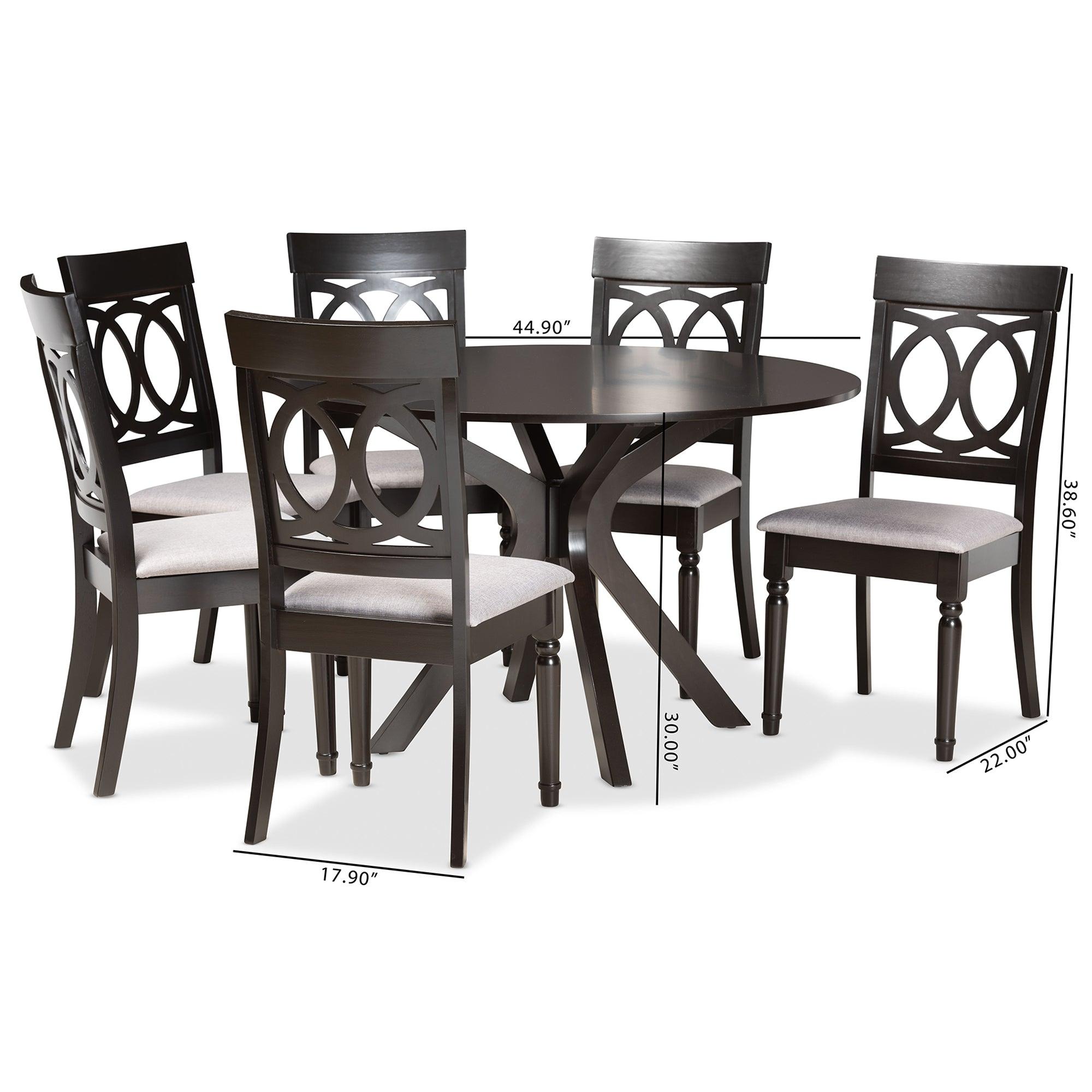 Jessie Modern and Contemporary Fabric Upholstered and Finished Wood 7-Piece Dining Set