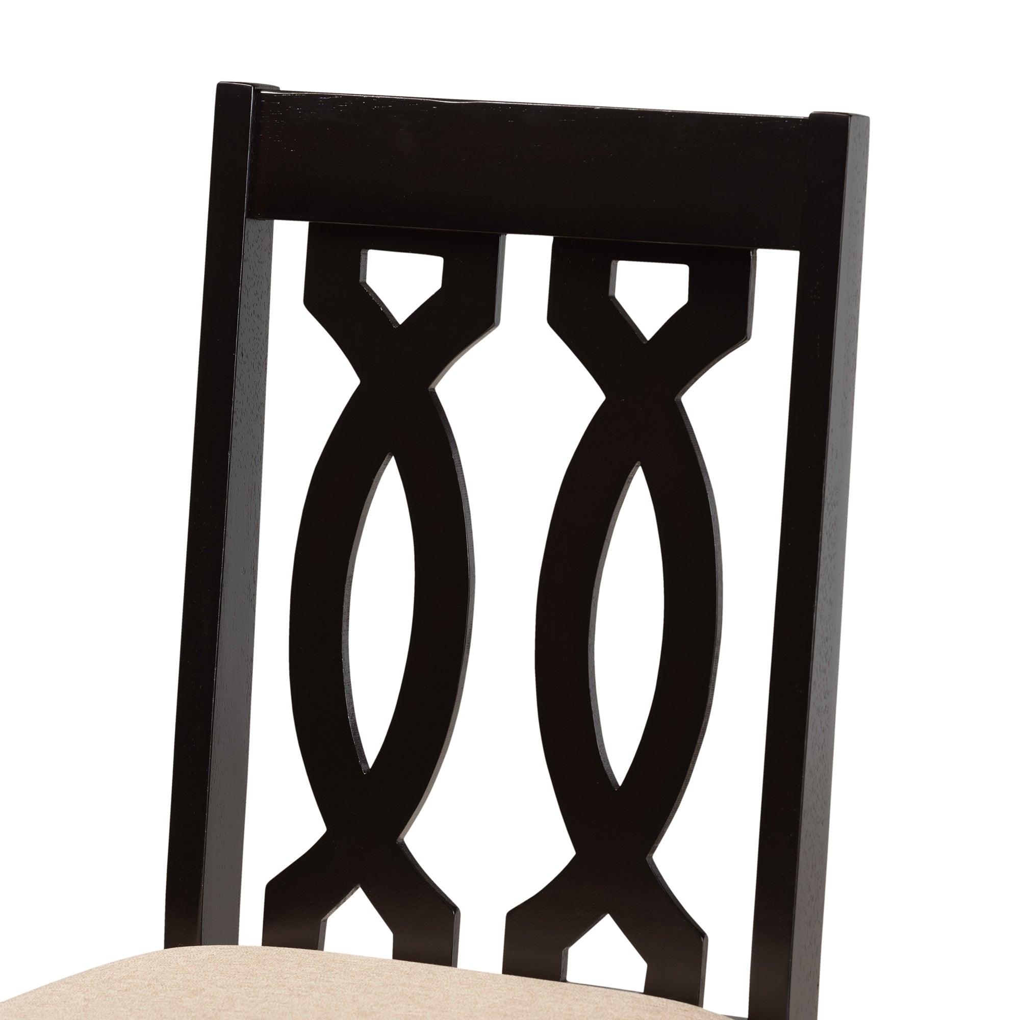 Cherese Modern and Contemporary Sand Fabric Upholstered and Finished Wood 7-Piece Dining Set