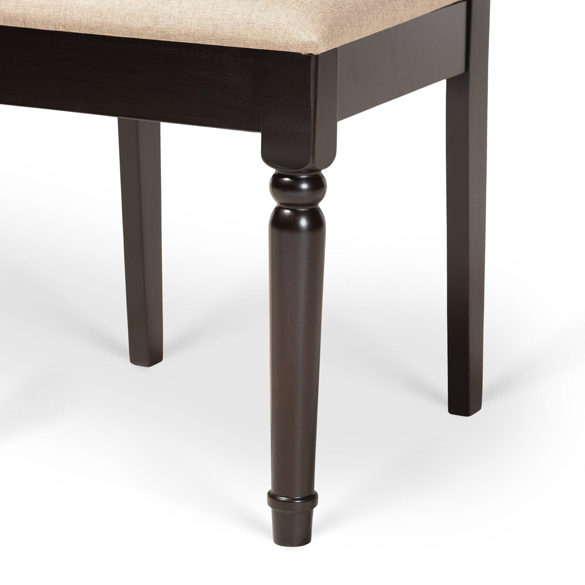 Cherese Modern and Contemporary Sand Fabric Upholstered and Finished Wood 7-Piece Dining Set