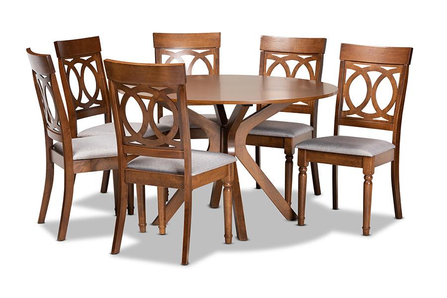 Jessie Modern and Contemporary Fabric Upholstered and Finished Wood 7-Piece Dining Set