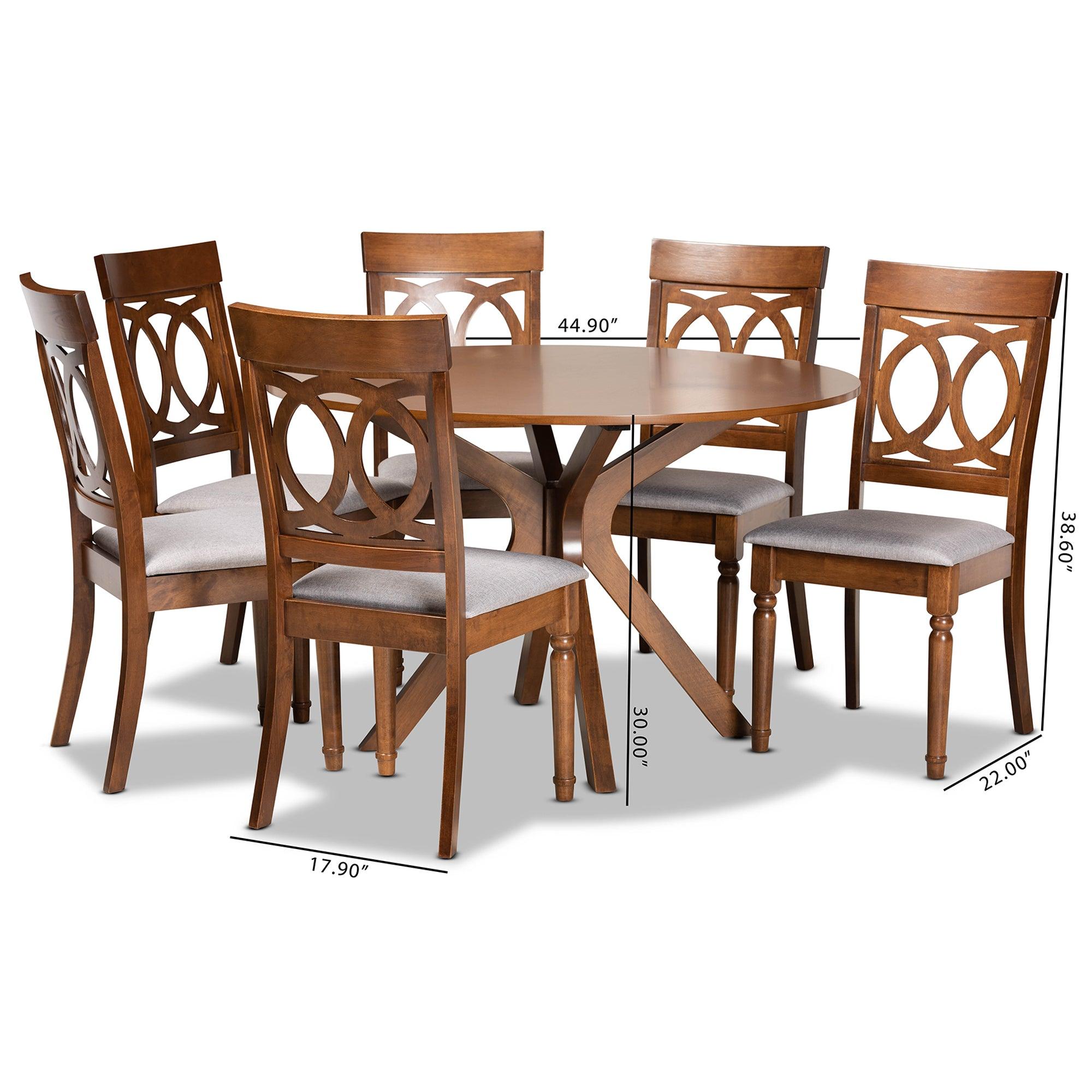 Jessie Modern and Contemporary Fabric Upholstered and Finished Wood 7-Piece Dining Set