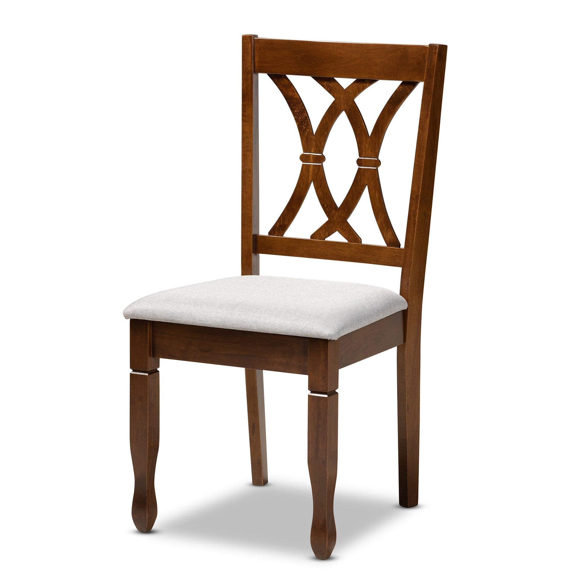 Augustine Modern and Contemporary Fabric Upholstered and Finished Wood 7-Piece Dining Set