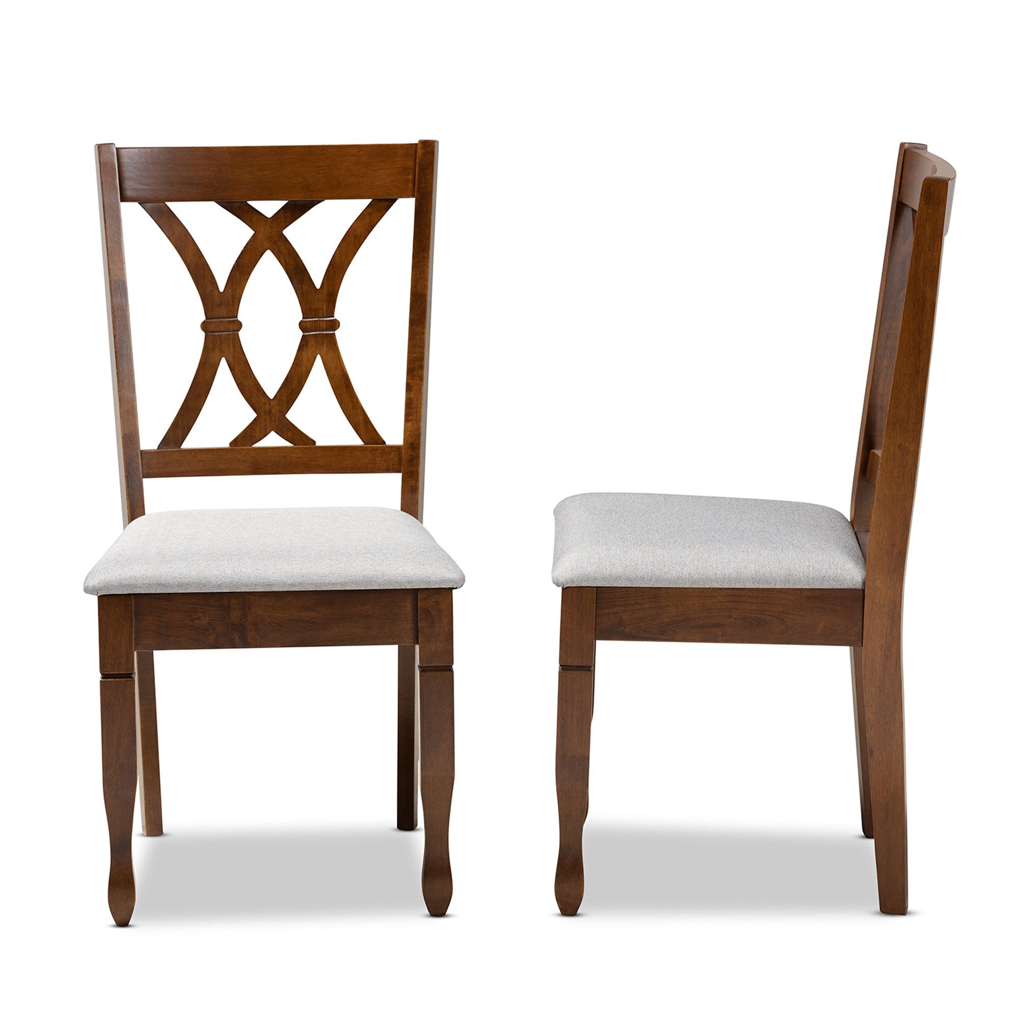 Augustine Modern and Contemporary Fabric Upholstered and Finished Wood 2-Piece Dining Chair Set Set