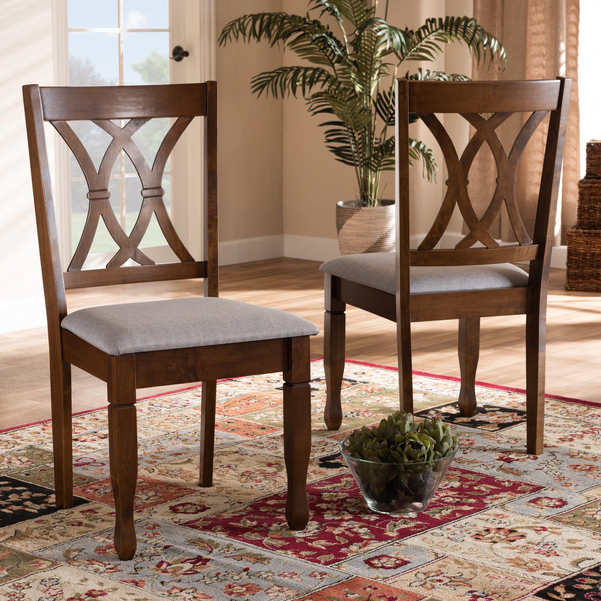 Augustine Modern and Contemporary Fabric Upholstered and Finished Wood 2-Piece Dining Chair Set Set