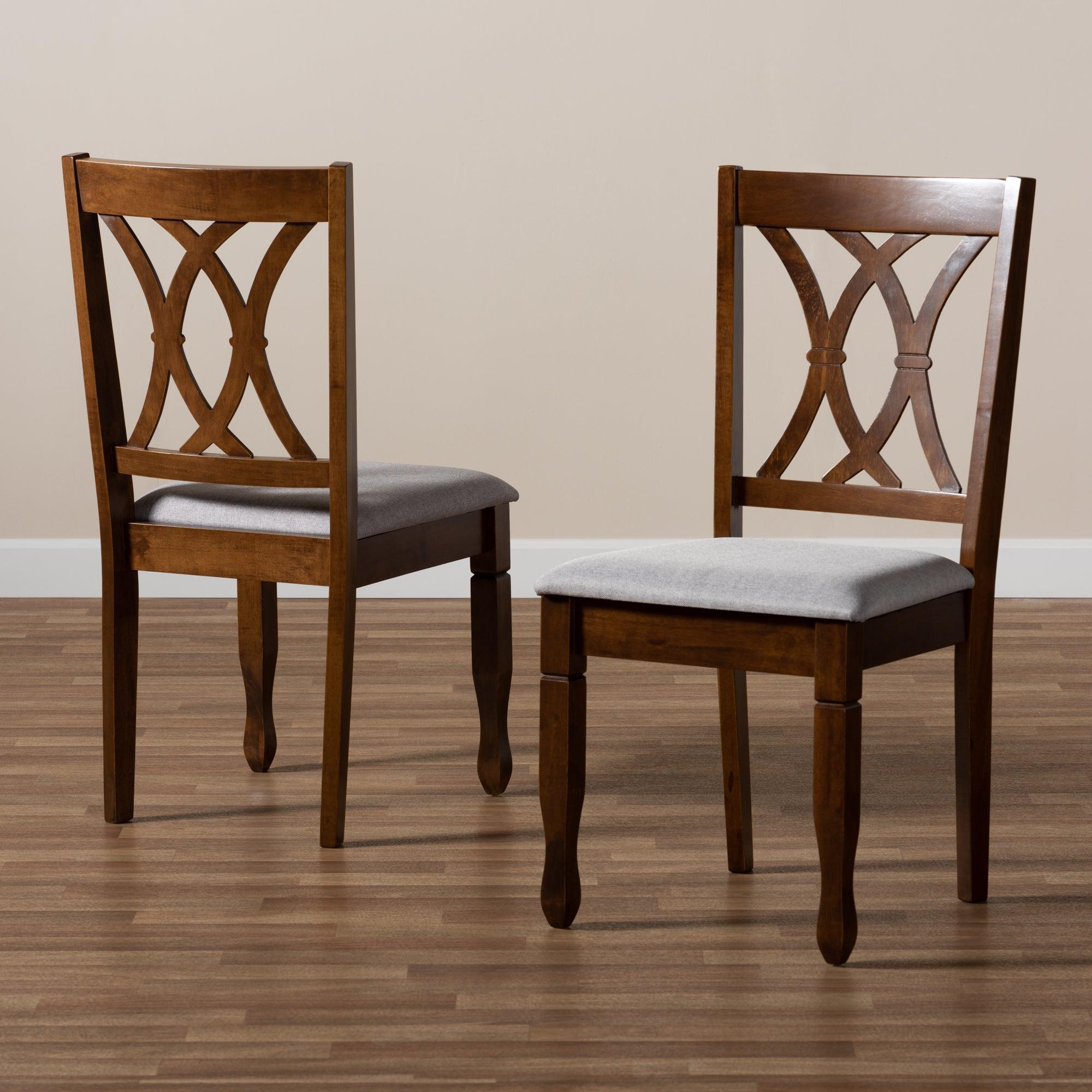 Augustine Modern and Contemporary Fabric Upholstered and Finished Wood 2-Piece Dining Chair Set Set
