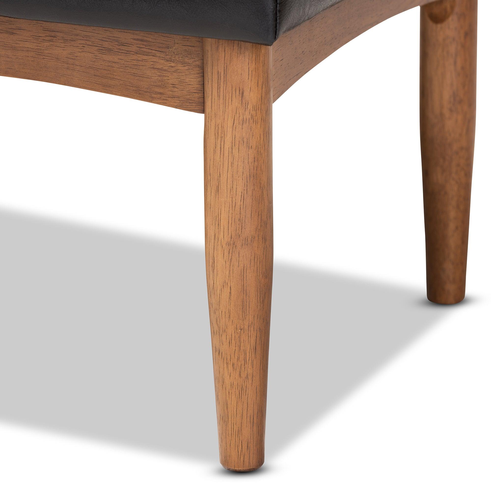 Arvid Mid-Century Modern Faux Leather Upholstered Wood Dining Bench