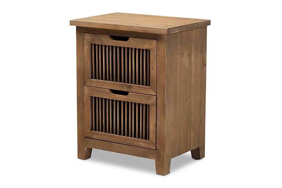 Clement Rustic Transitional Medium Finished 2-Drawer Wood Spindle End Table