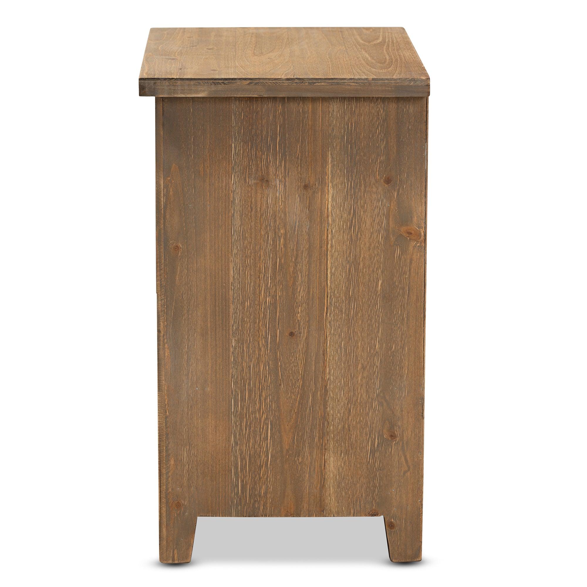 Clement Rustic Transitional Medium Finished 2-Drawer Wood Spindle End Table