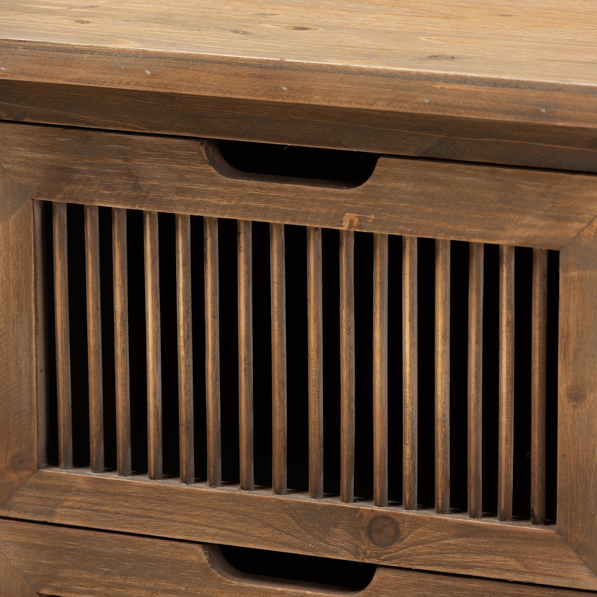 Clement Rustic Transitional Medium Finished 2-Drawer Wood Spindle End Table