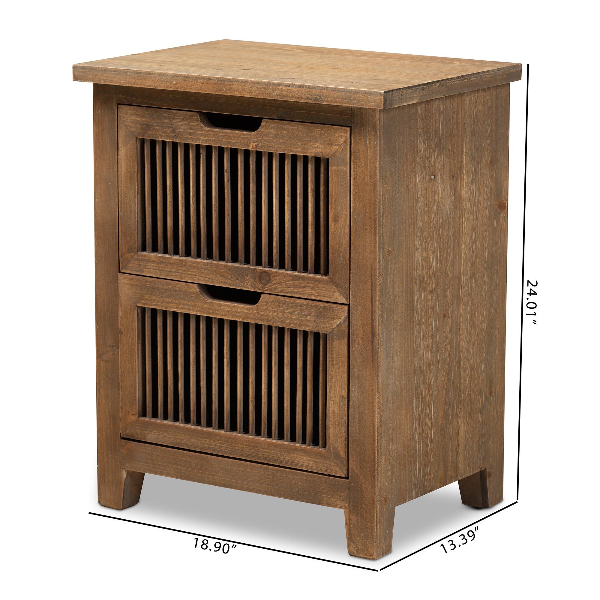 Clement Rustic Transitional Medium Finished 2-Drawer Wood Spindle End Table