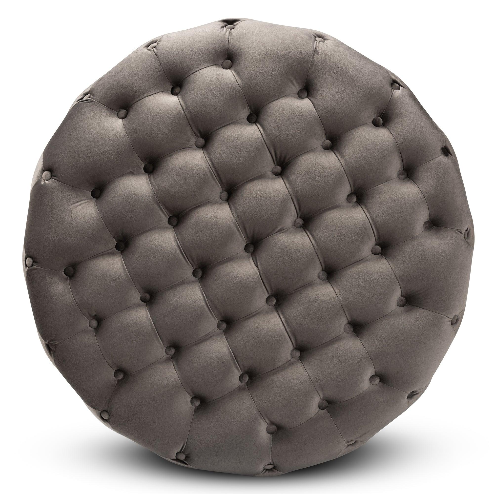 Sasha Glam and Luxe Velvet Fabric Upholstered Finished Round Cocktail Ottoman